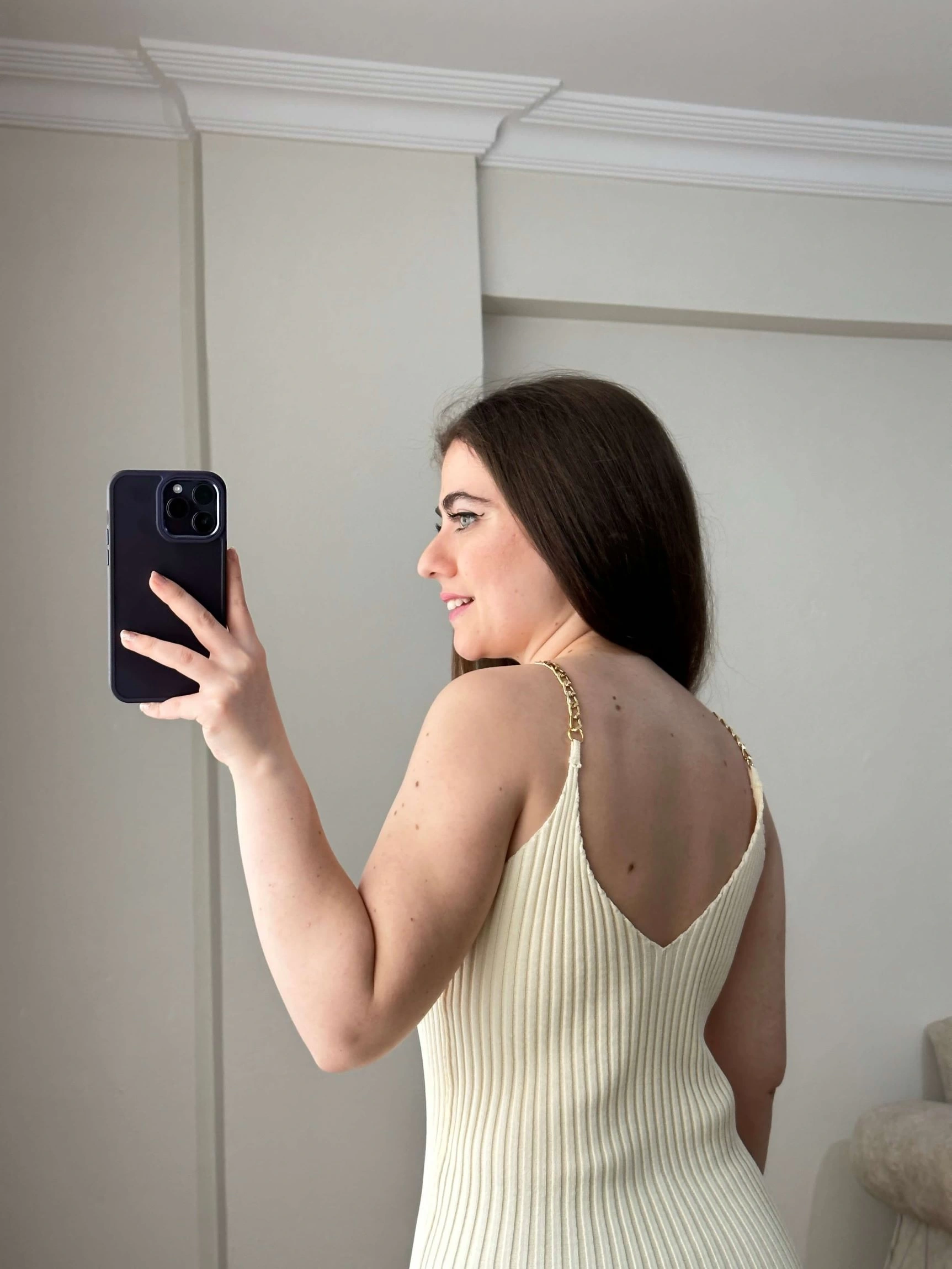 Pullaps Askısı Zincirli Triko Elbise