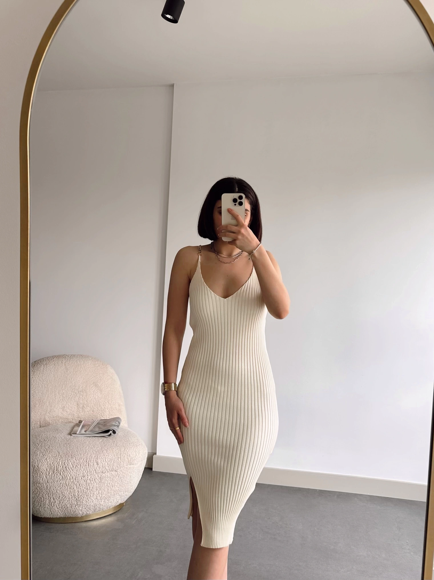 Pullaps Askısı Zincirli Triko Elbise