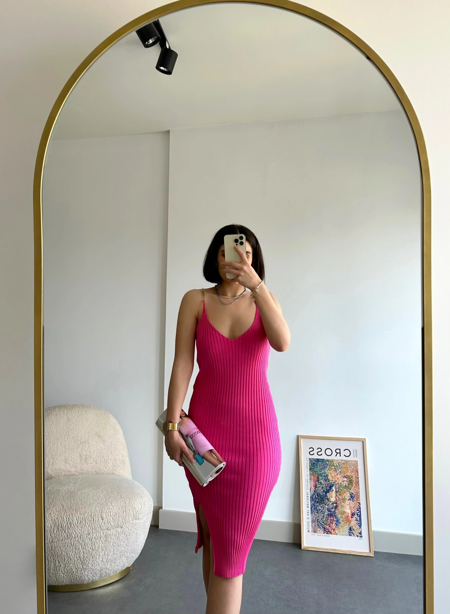 Pullaps Askısı Zincirli Triko Elbise