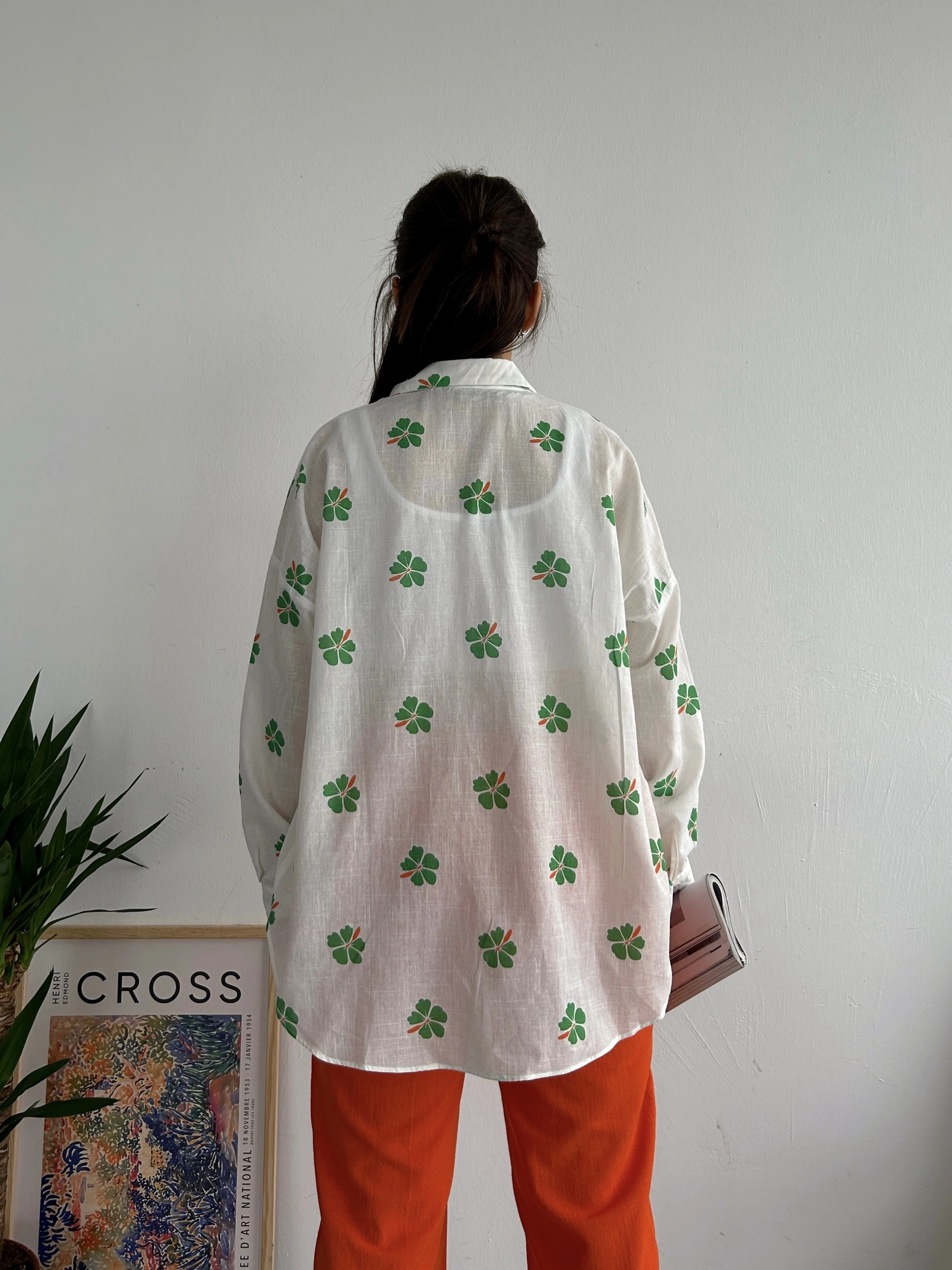 Pullaps Baskılı Keten Gömlek