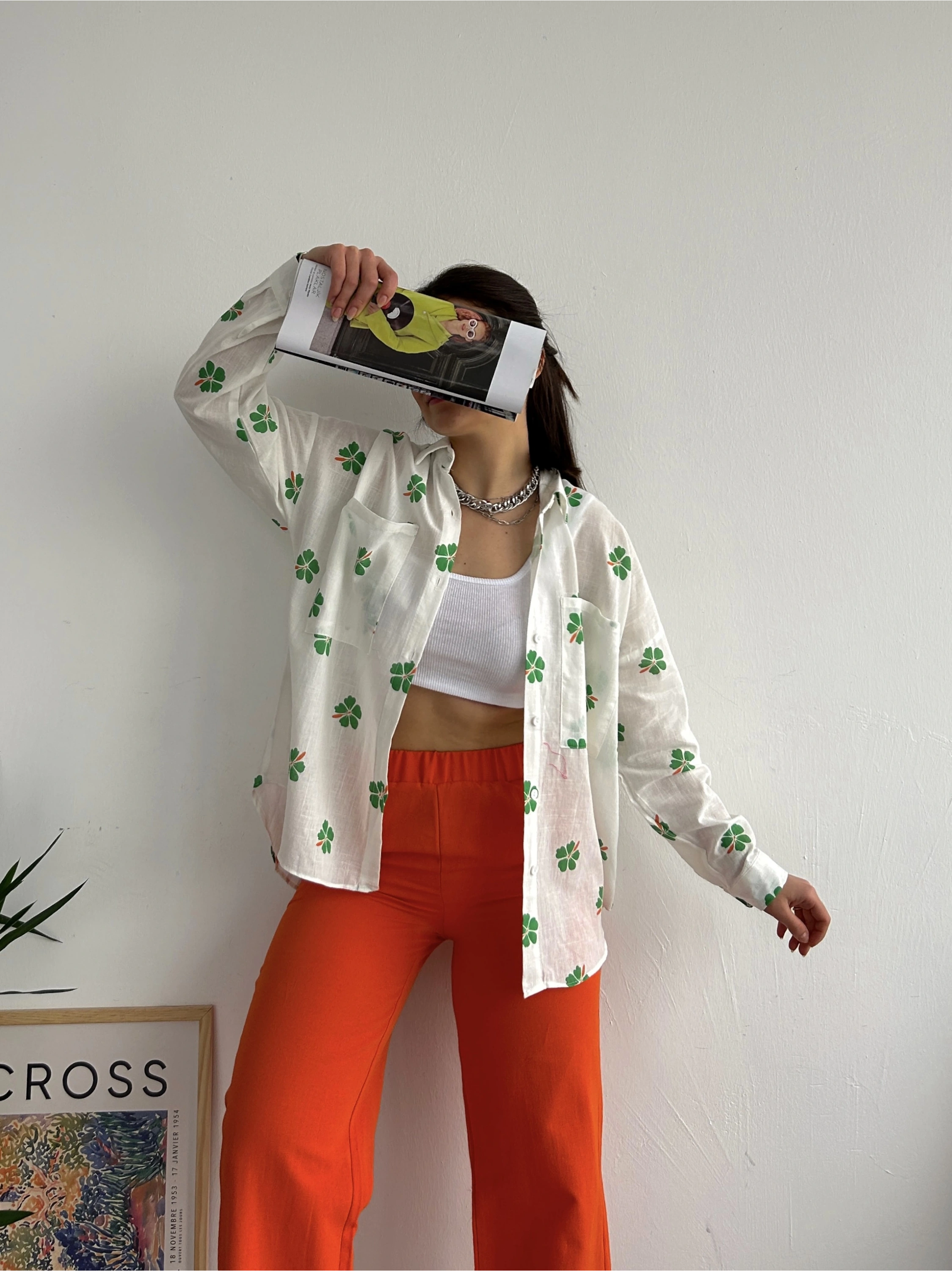 Pullaps Baskılı Keten Gömlek