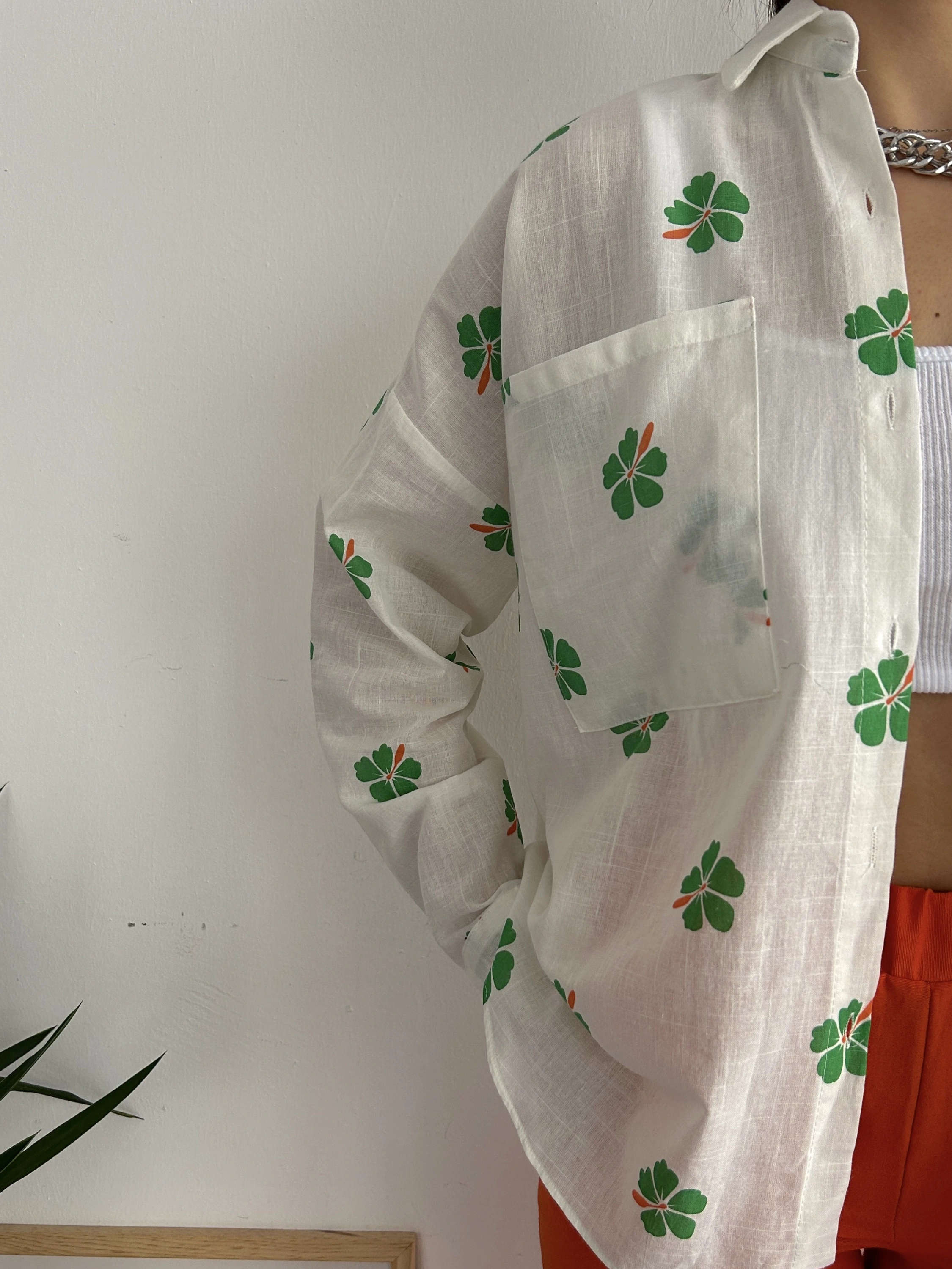 Pullaps Baskılı Keten Gömlek