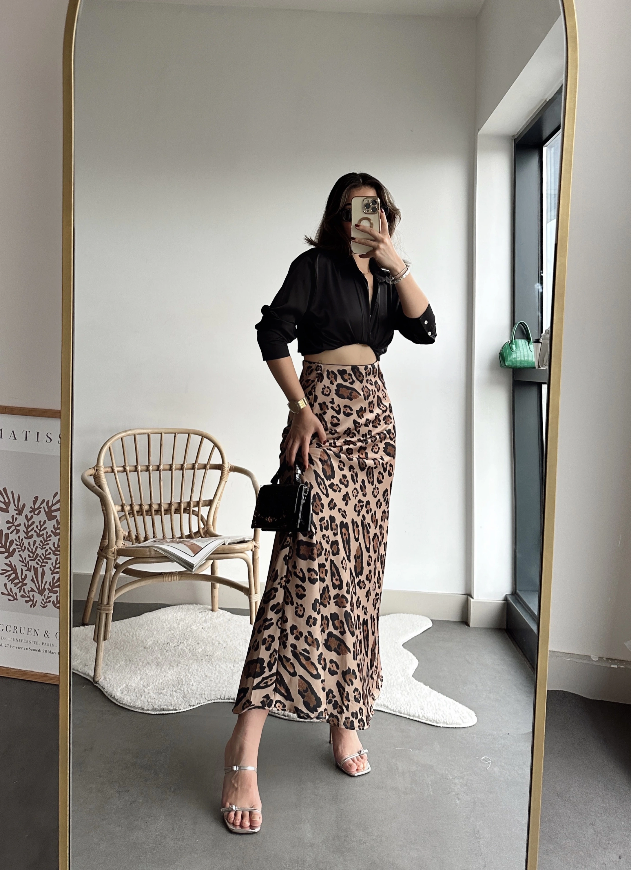 Pullaps Beli Lastikli Maxi Boy Uzun Saten Etek Leopar