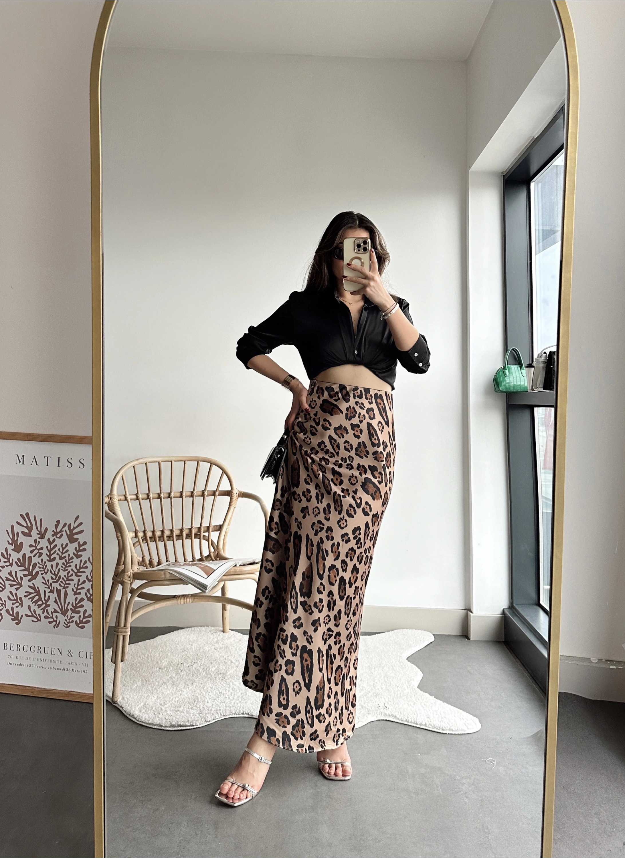 Pullaps Beli Lastikli Maxi Boy Uzun Saten Etek Leopar