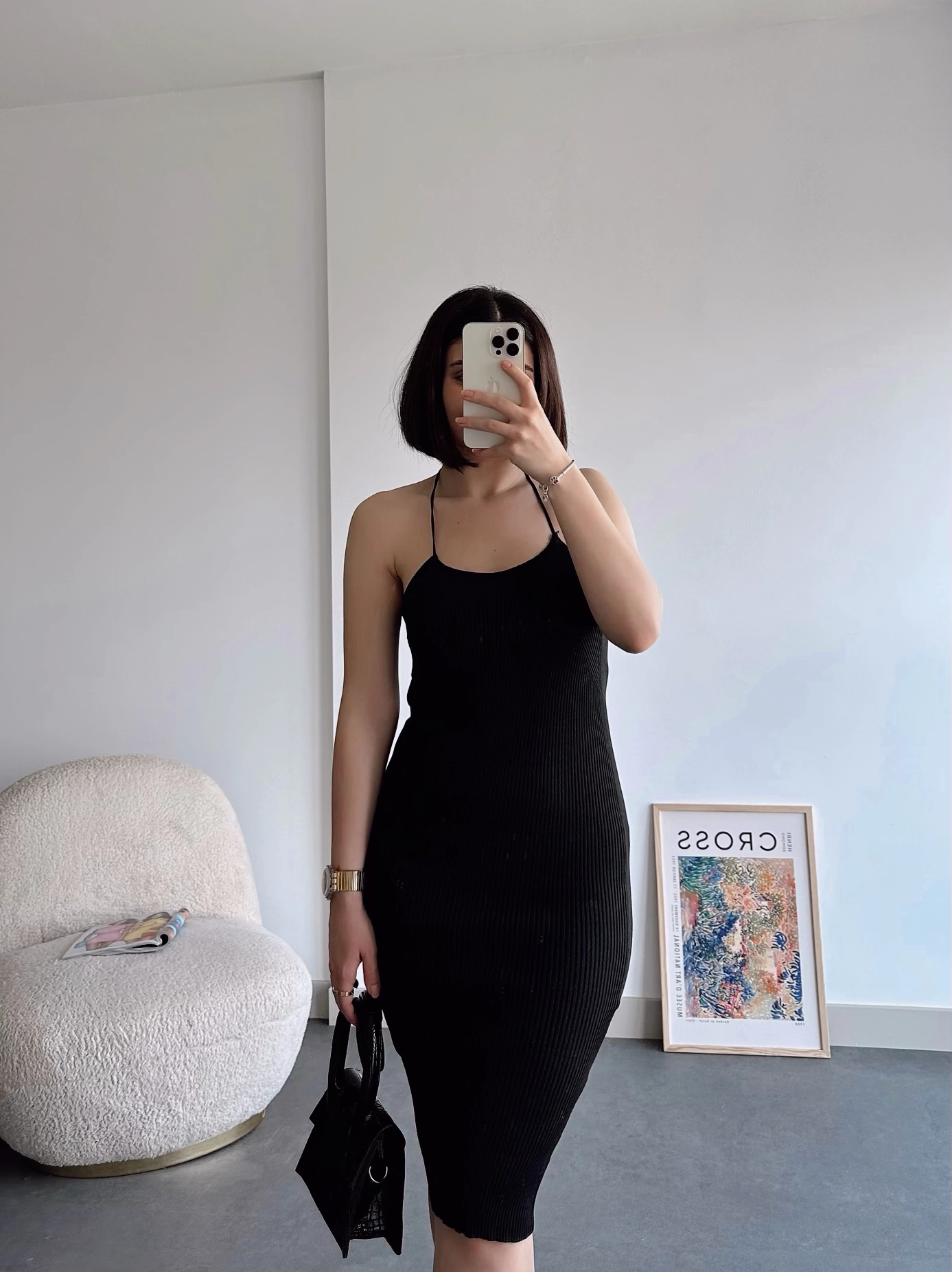 Pullaps Boğazdan Bağlamalı Triko Elbise