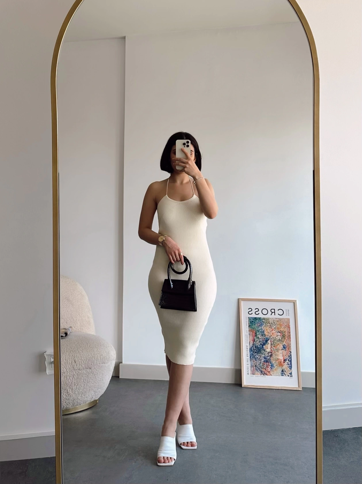 Pullaps Boğazdan Bağlamalı Triko Elbise