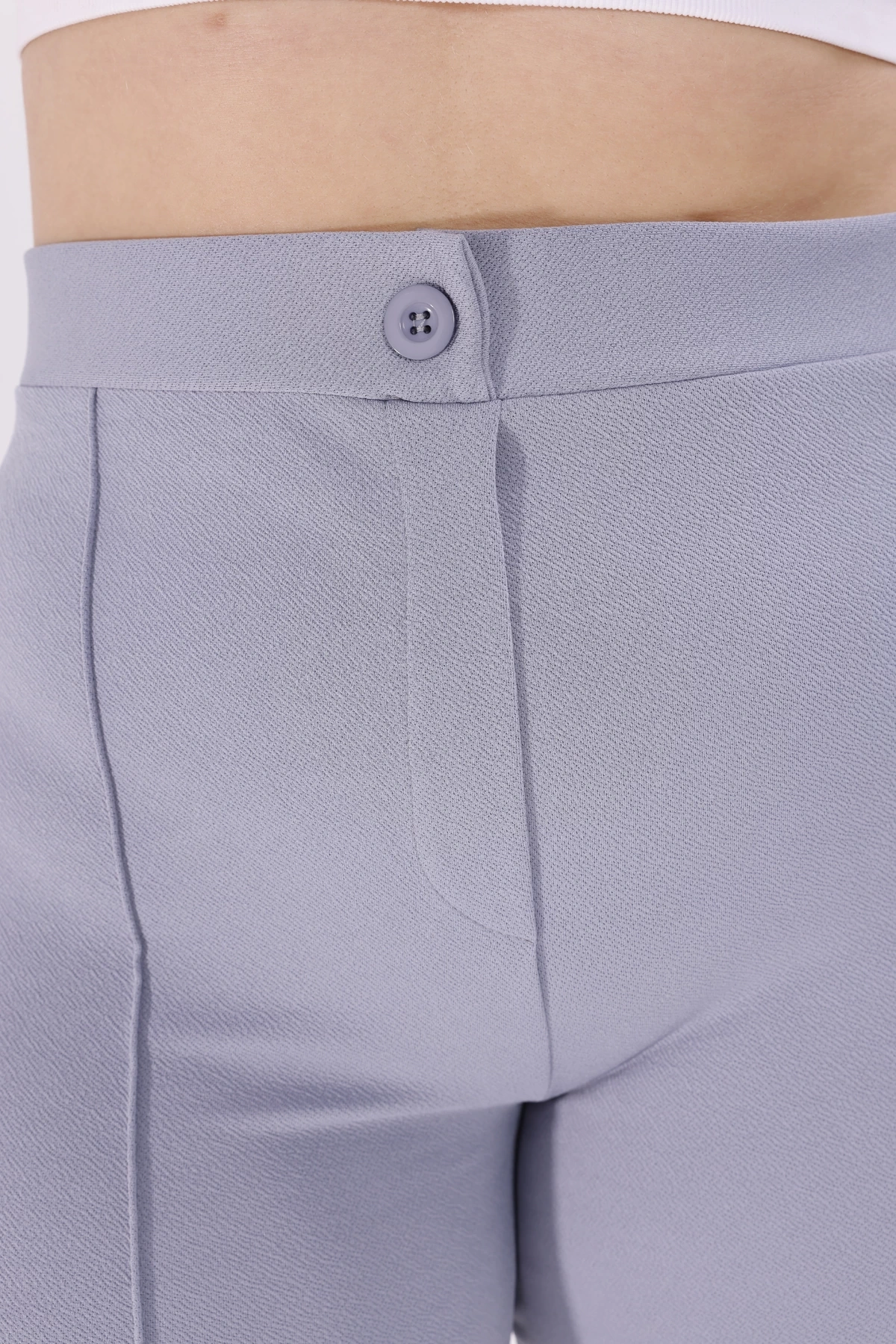 Pullaps Büyük Beden Likralı Çımalı Palazzo Pantolon Gri