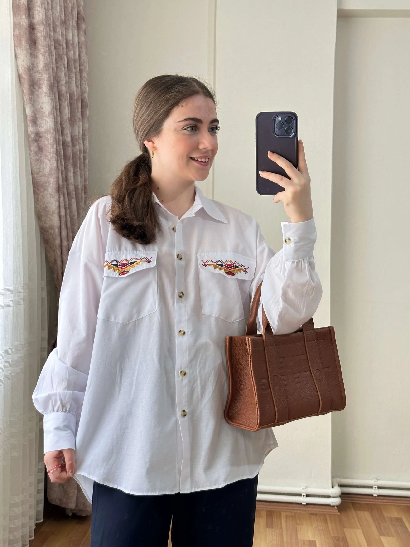 Pullaps Cebi Nakışlı Gömlek