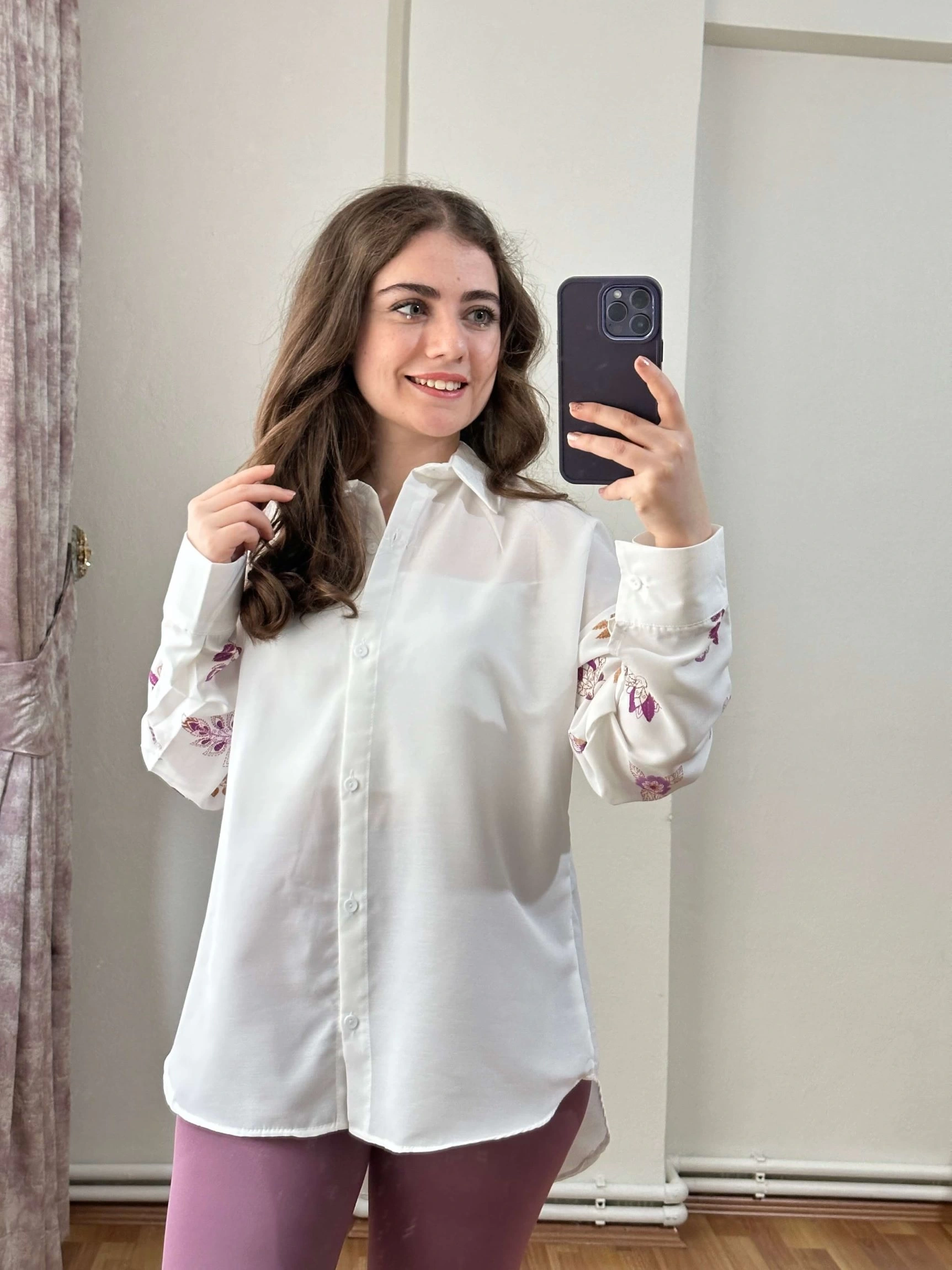 Pullaps Çiçek Baskılı Gömlek