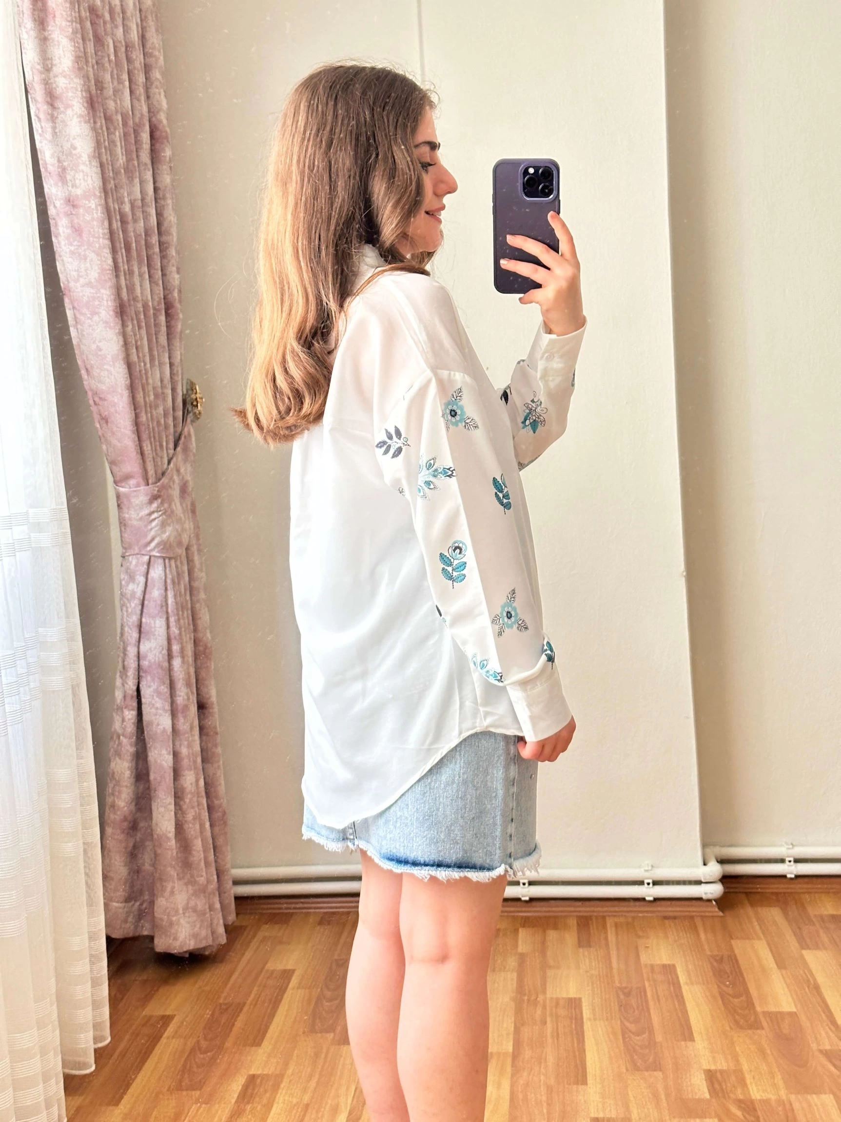 Pullaps Çiçek Baskılı Gömlek