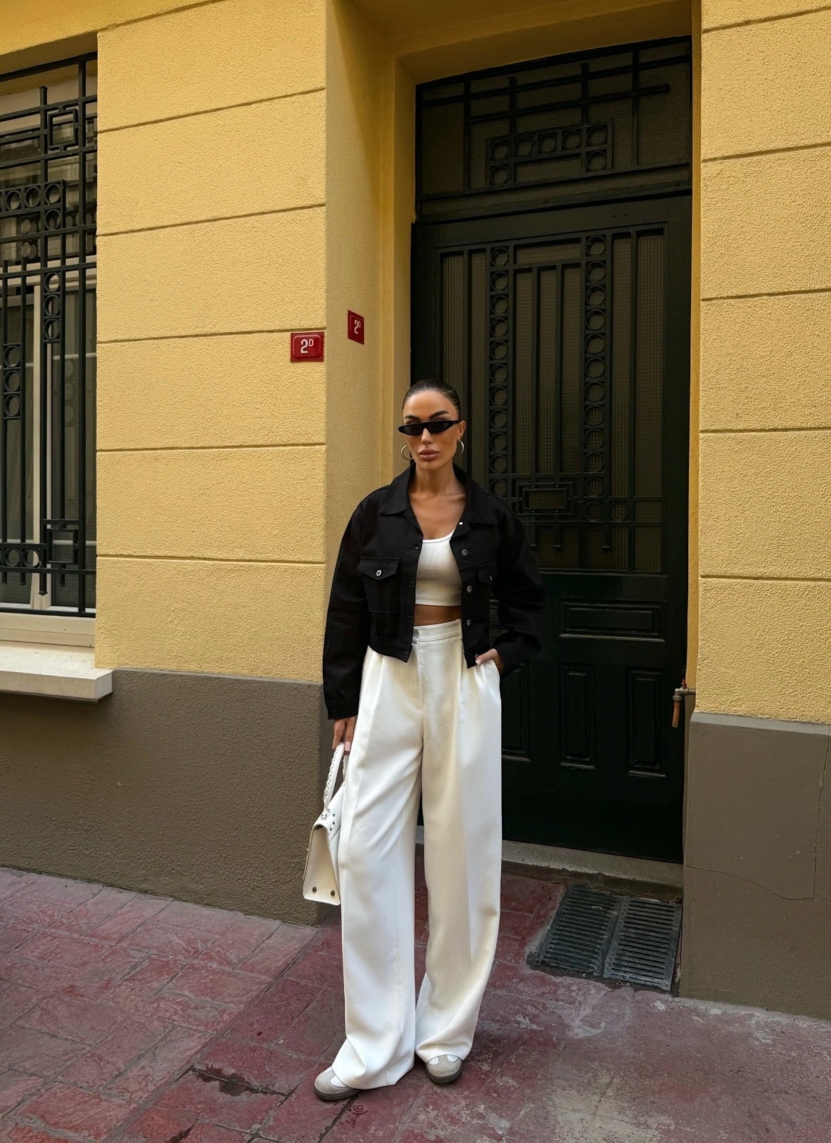 Pullaps Çift Cep Denim Crop Ceket Siyah