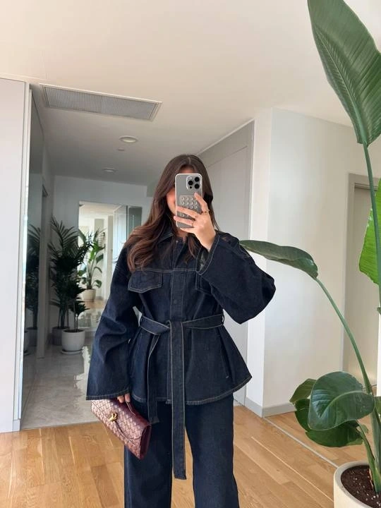 Bağlamalı Lacivert Ceket Pantolon Denim Takım