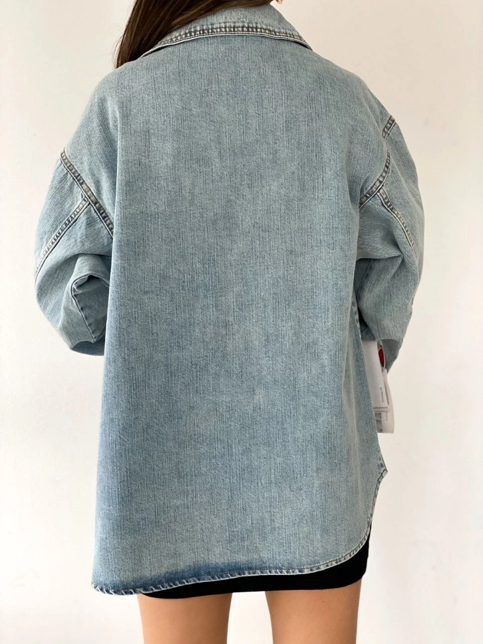 Pullaps Çift Cepli Oversize Denim Gömlek Ceket Mavi