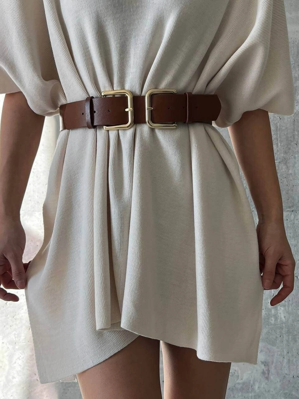 Pullaps Çift Tokalı Deri Kemer