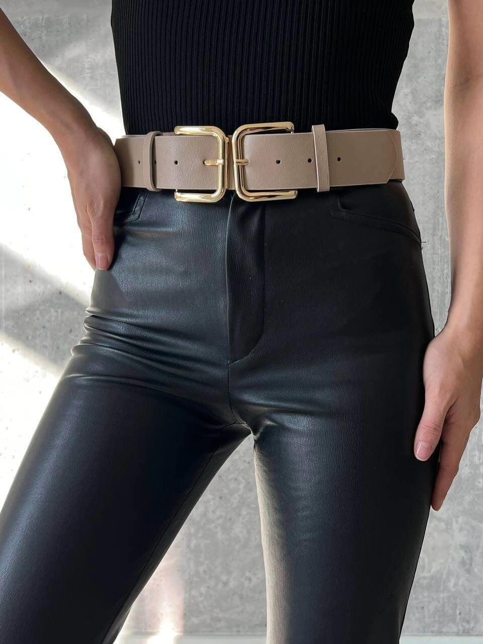 Pullaps Çift Tokalı Deri Kemer