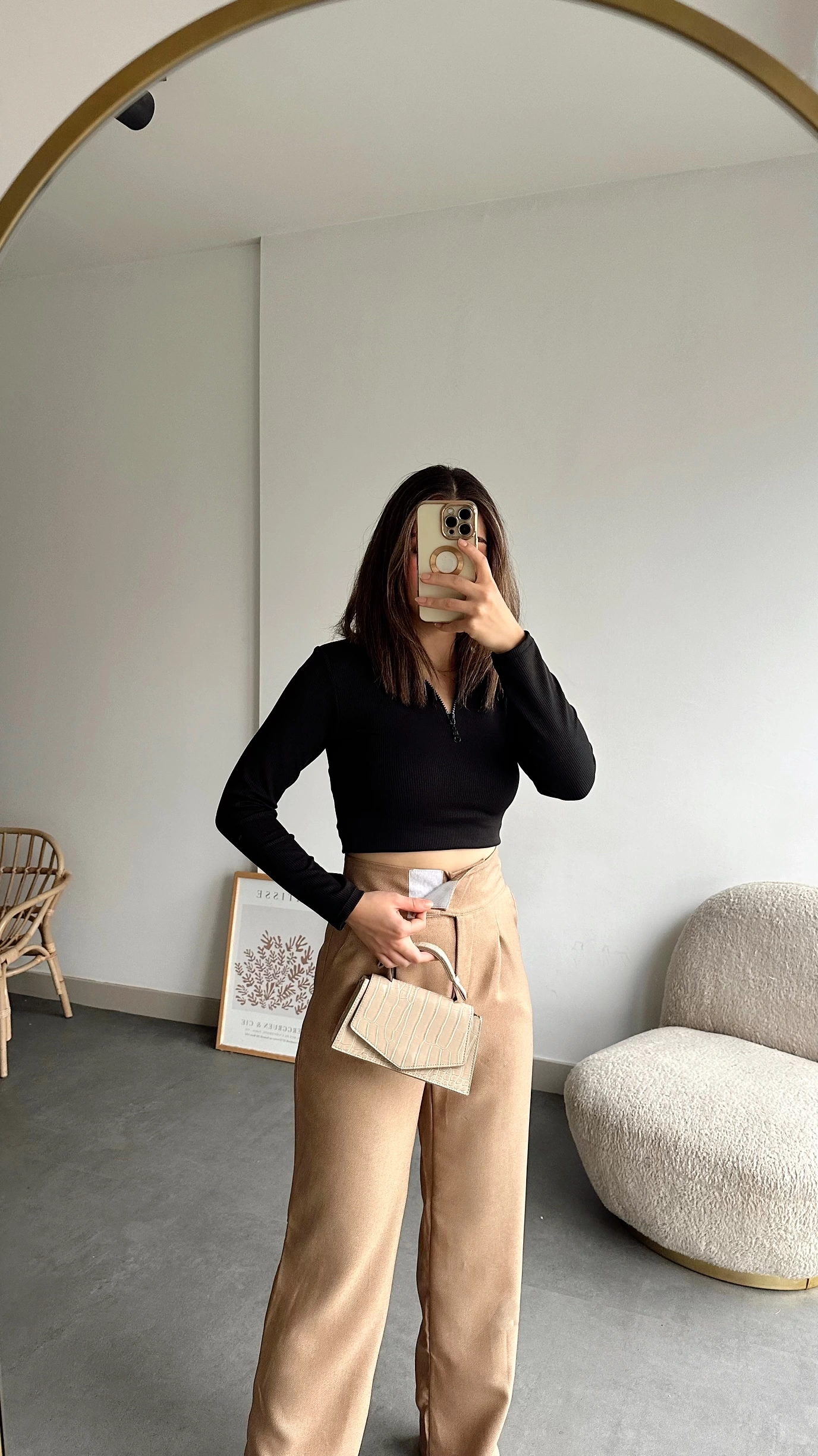 Pullaps Cırt Cırtlı İçten Düğmeli Palazzo Pantolon