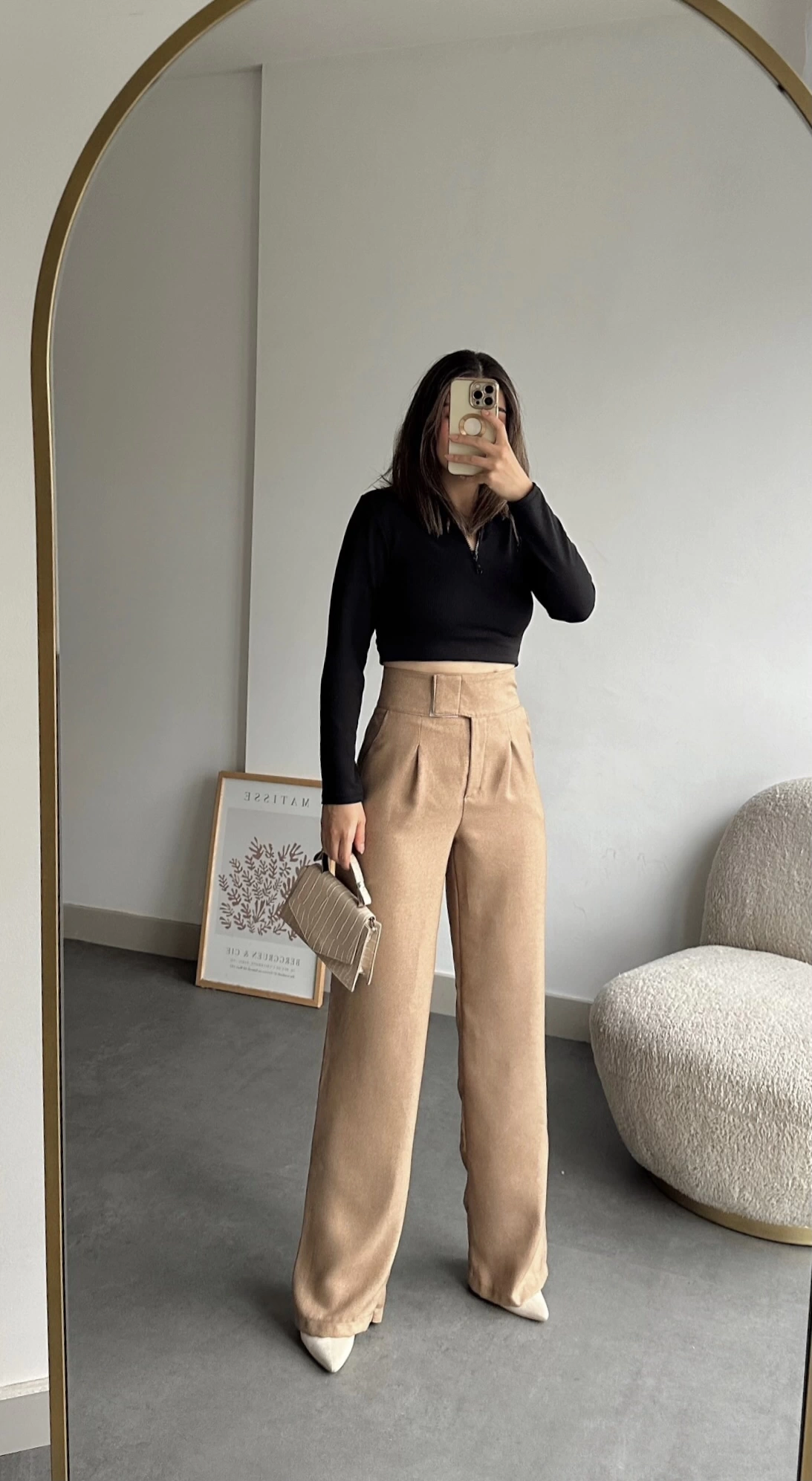 Pullaps Cırt Cırtlı İçten Düğmeli Palazzo Pantolon