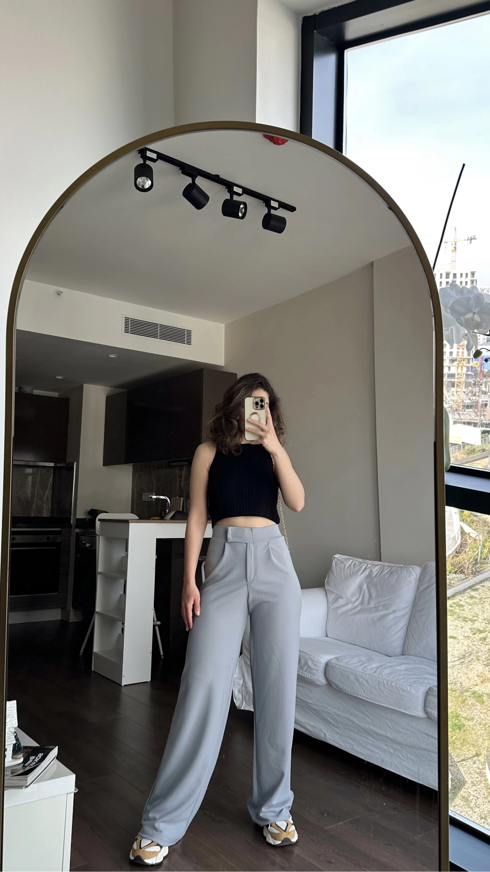 Pullaps Cırt Cırtlı Likralı Palazzo Pantolon Gri