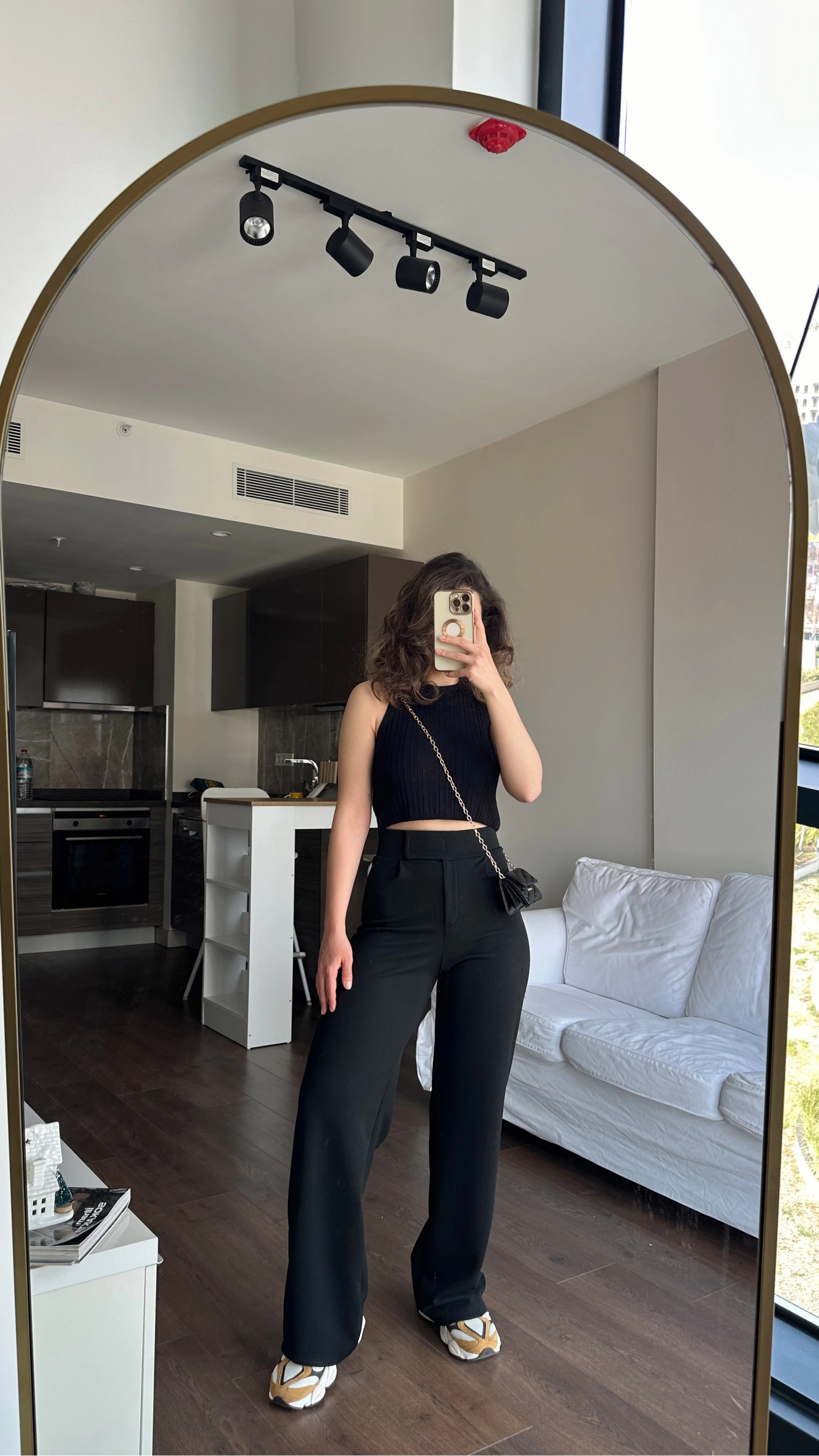 Pullaps Cırt Cırtlı Likralı Palazzo Pantolon Siyah