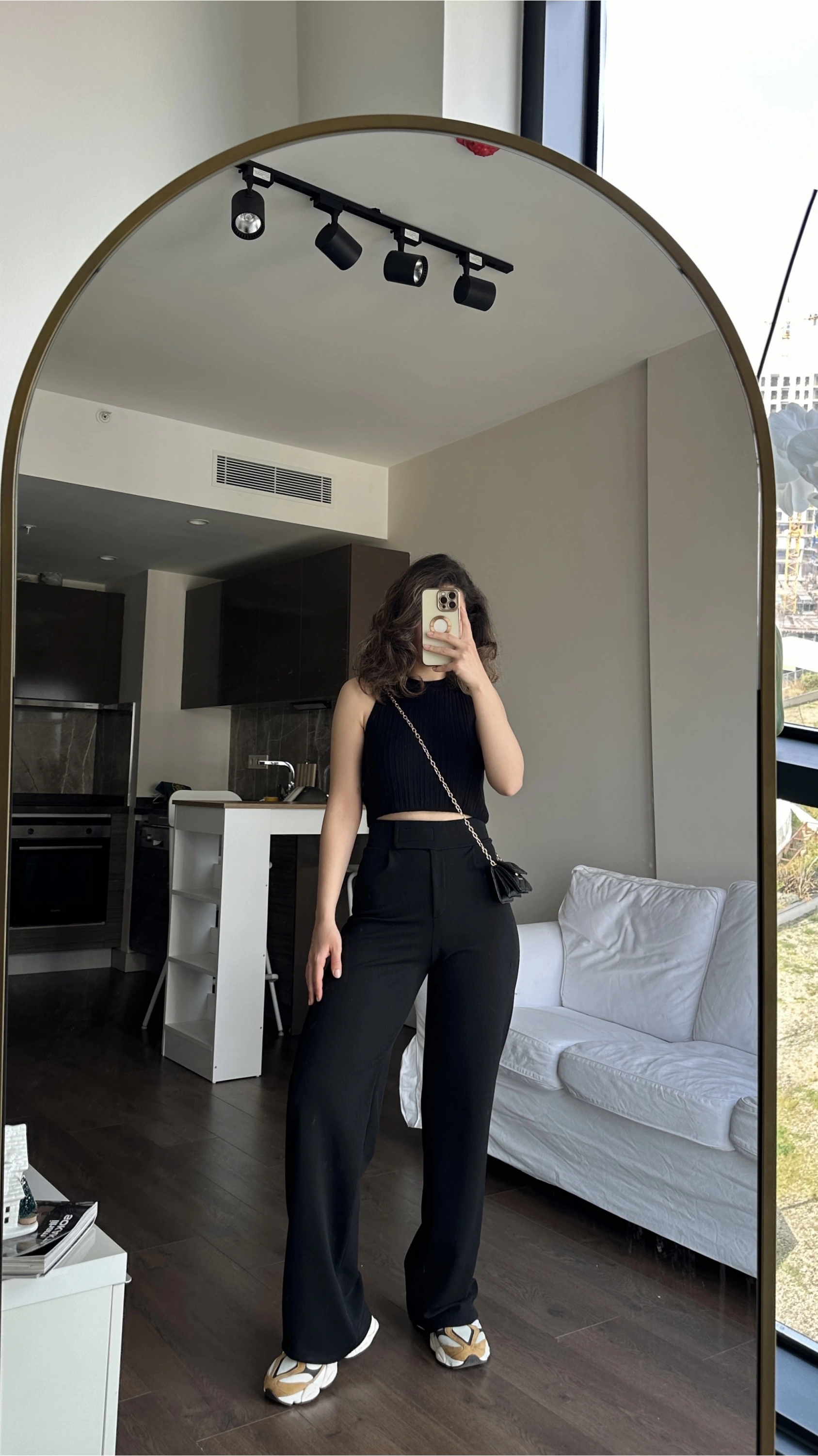 Pullaps Cırt Cırtlı Likralı Palazzo Pantolon Siyah