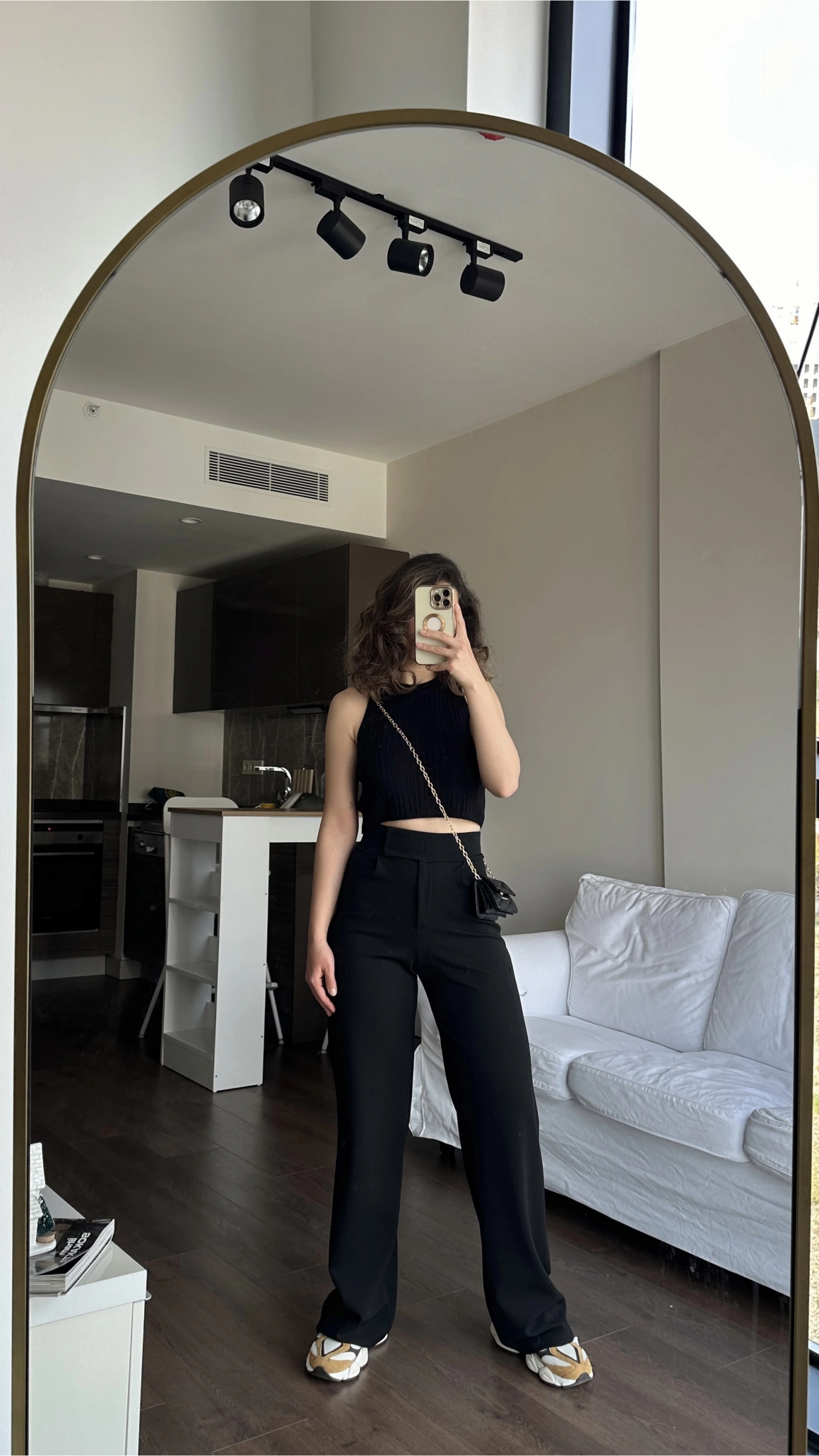 Pullaps Cırt Cırtlı Likralı Palazzo Pantolon Siyah