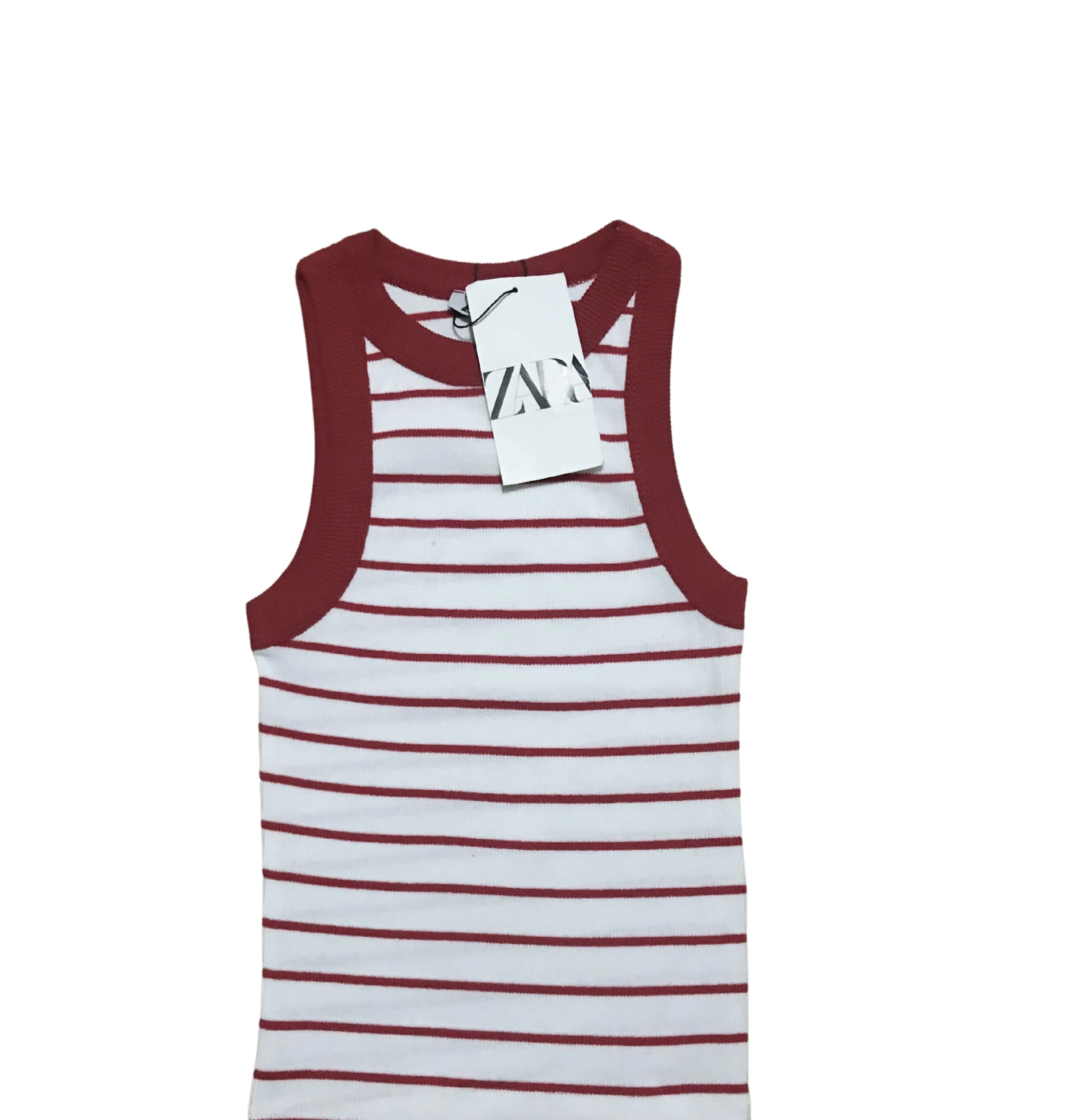 Pullaps Çizgili Halter Yaka Fitilli Atlet Tam Boy Bordo