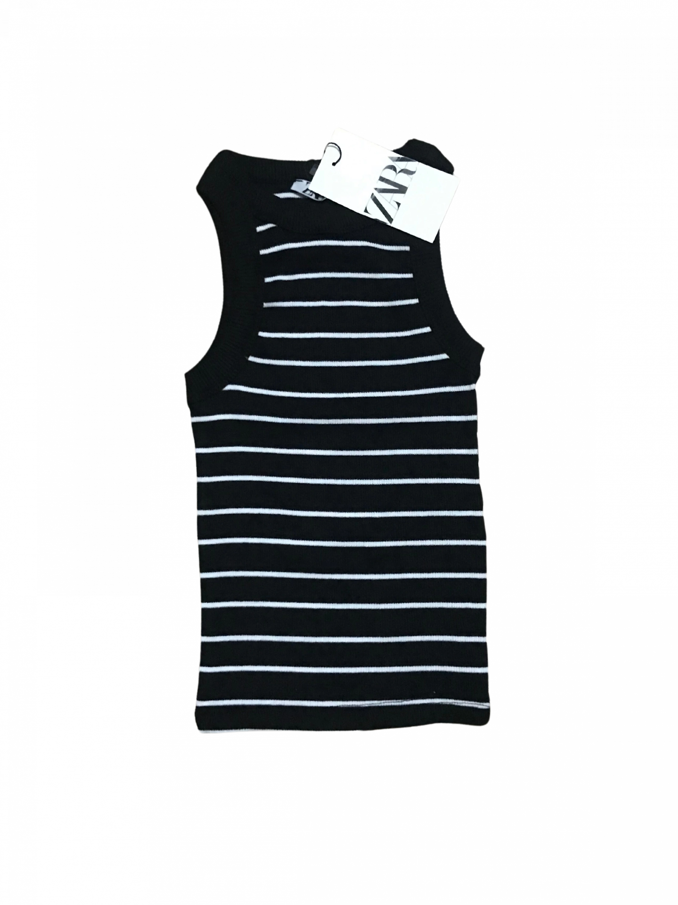 Pullaps Çizgili Halter Yaka Fitilli Atlet Tam Boy Siyah