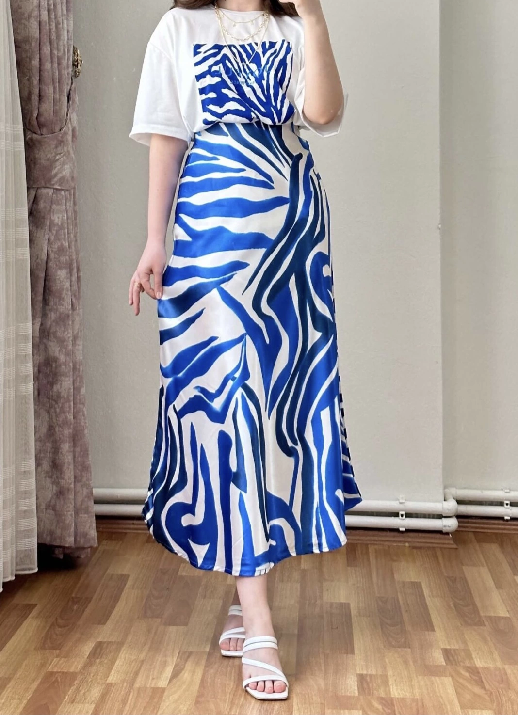 Pullaps Desenli Saten Etek