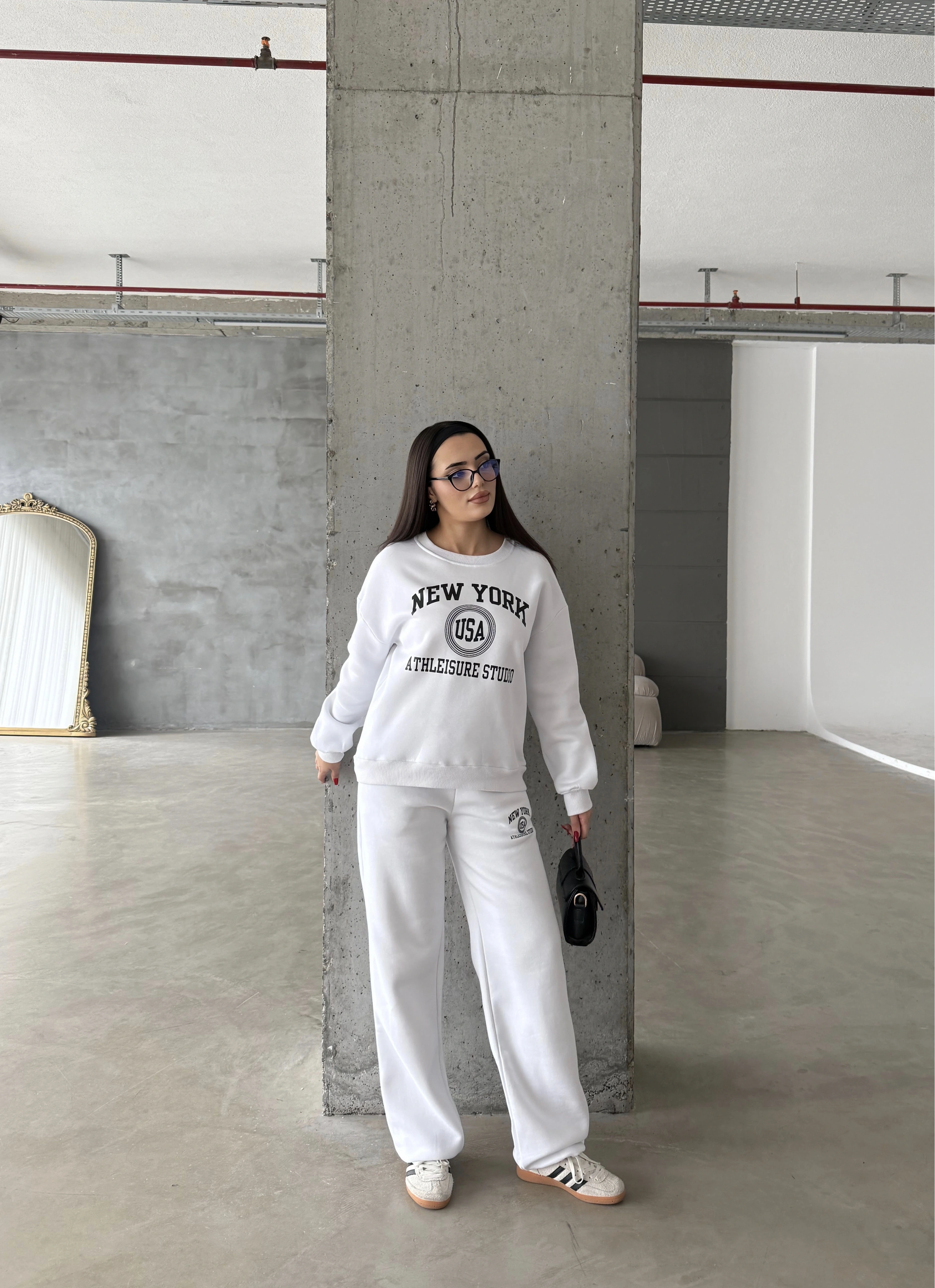 Pullaps Baskılı Şardonlu Üç İplik Takım Ekru