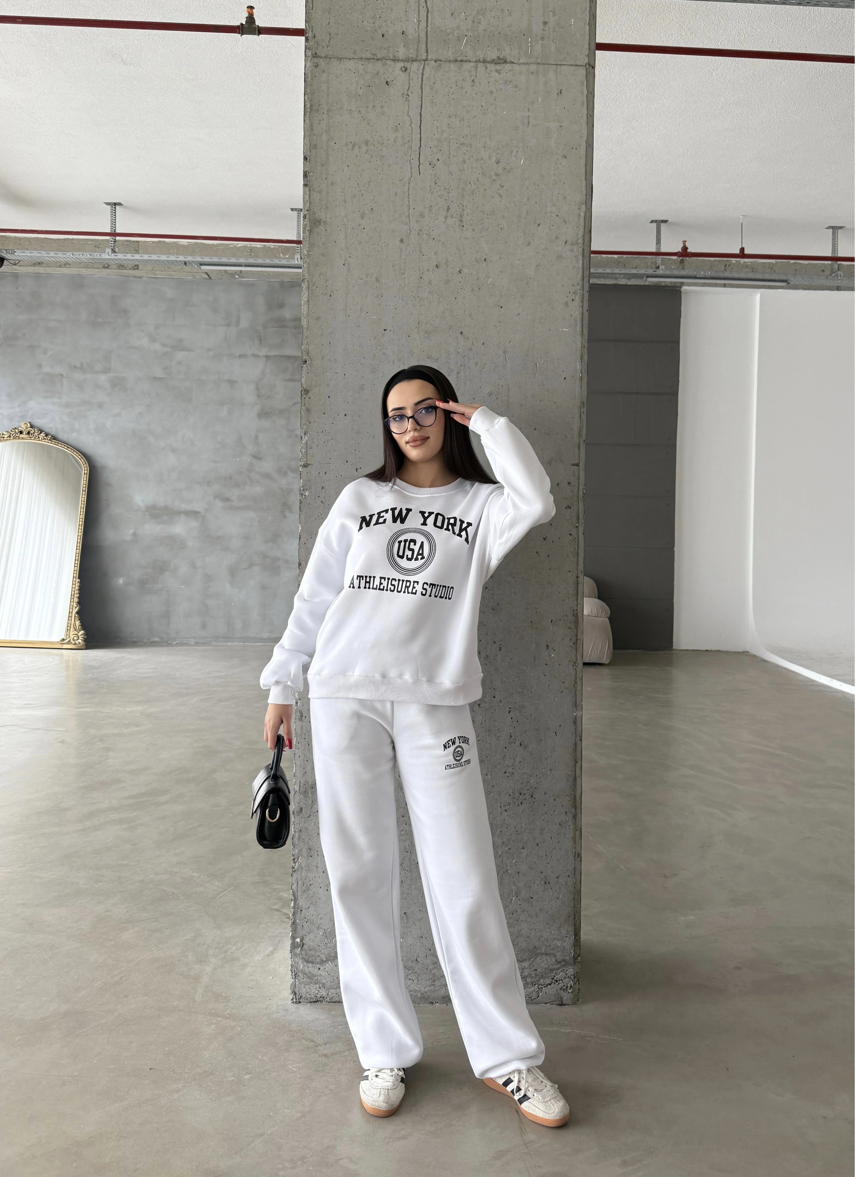 Pullaps Baskılı Şardonlu Üç İplik Takım Ekru