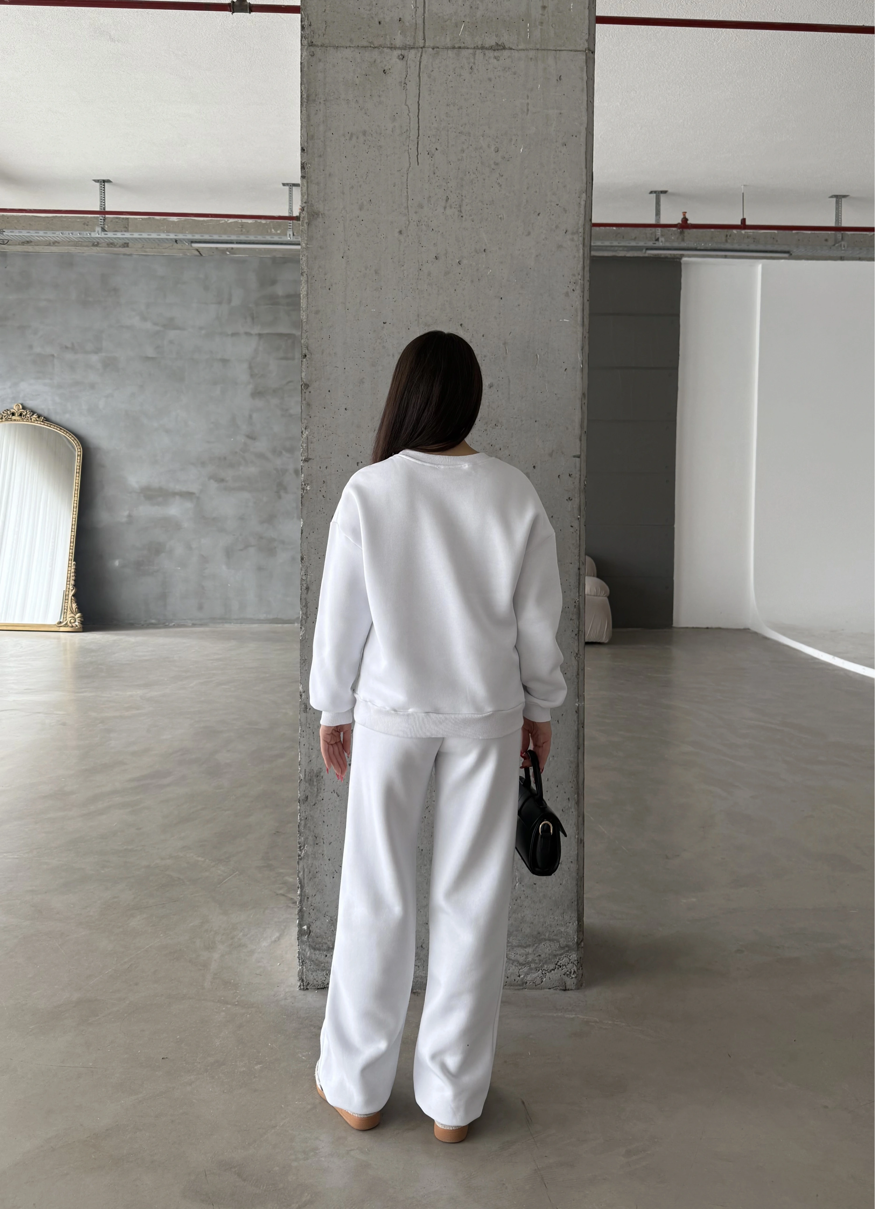 Pullaps Baskılı Şardonlu Üç İplik Takım Ekru