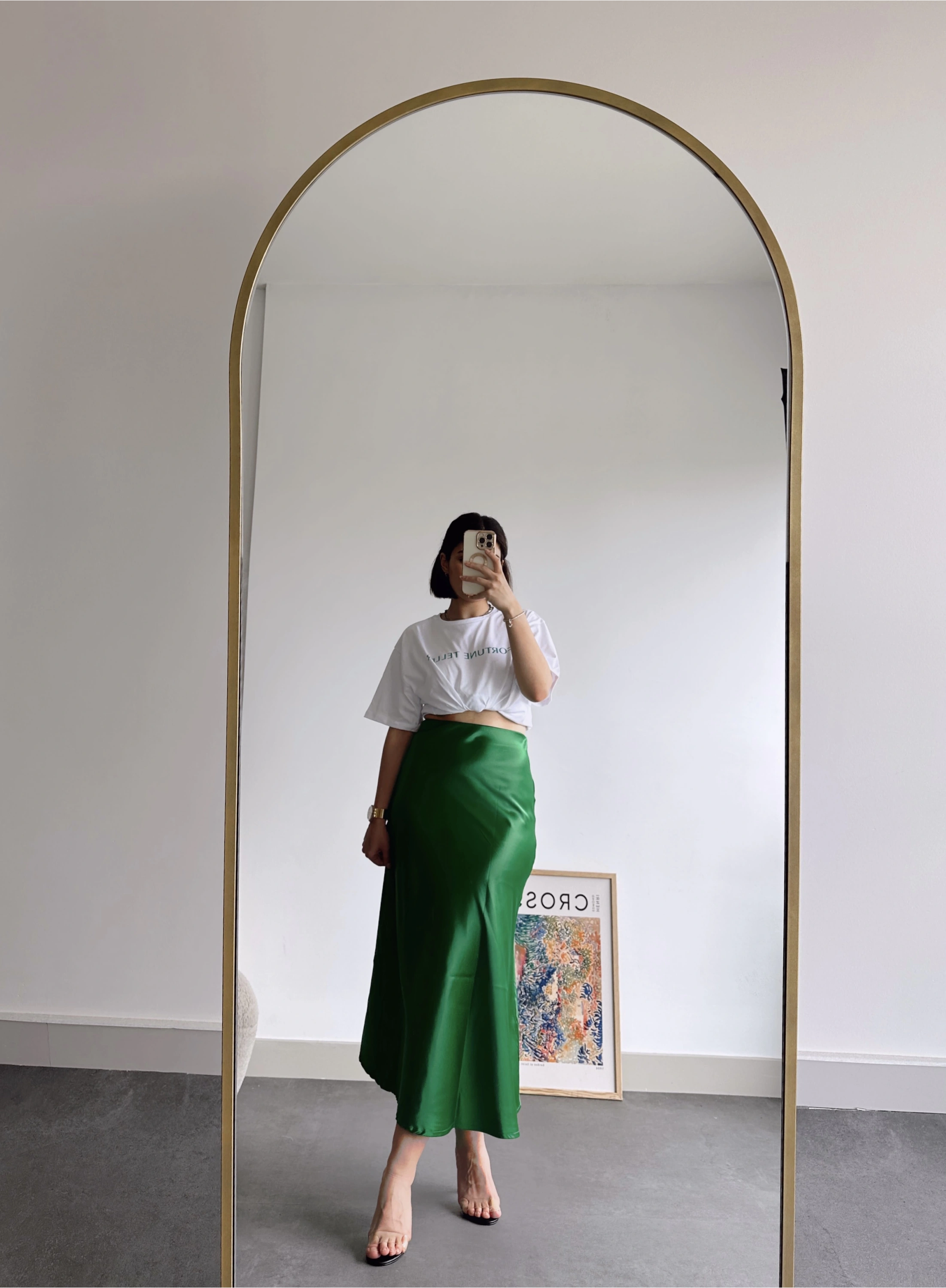 Pullaps Düz Saten Etek Yeşil