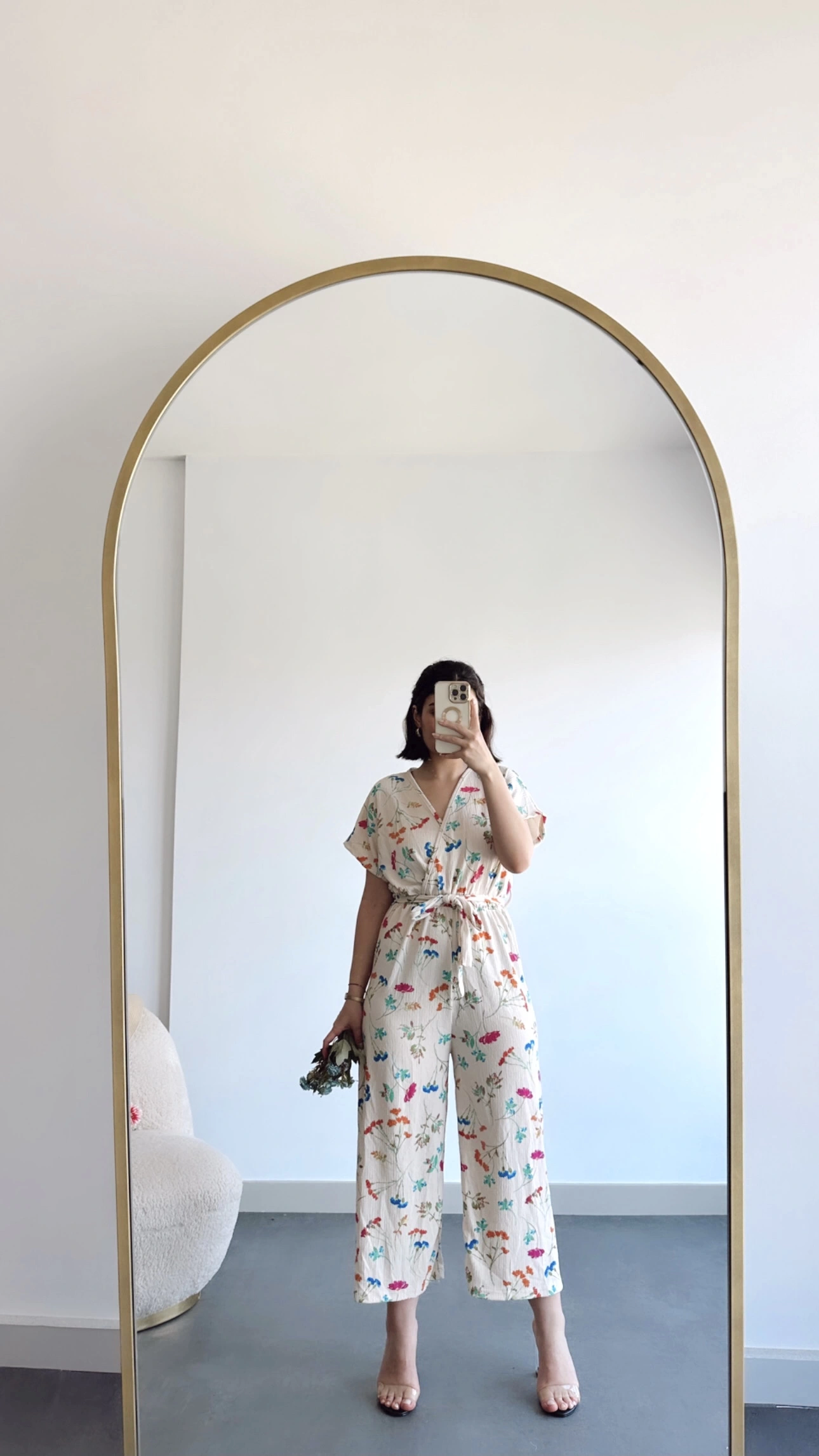 Pullaps Gofre Kumaş Likralı Desenli Tulum Vizon