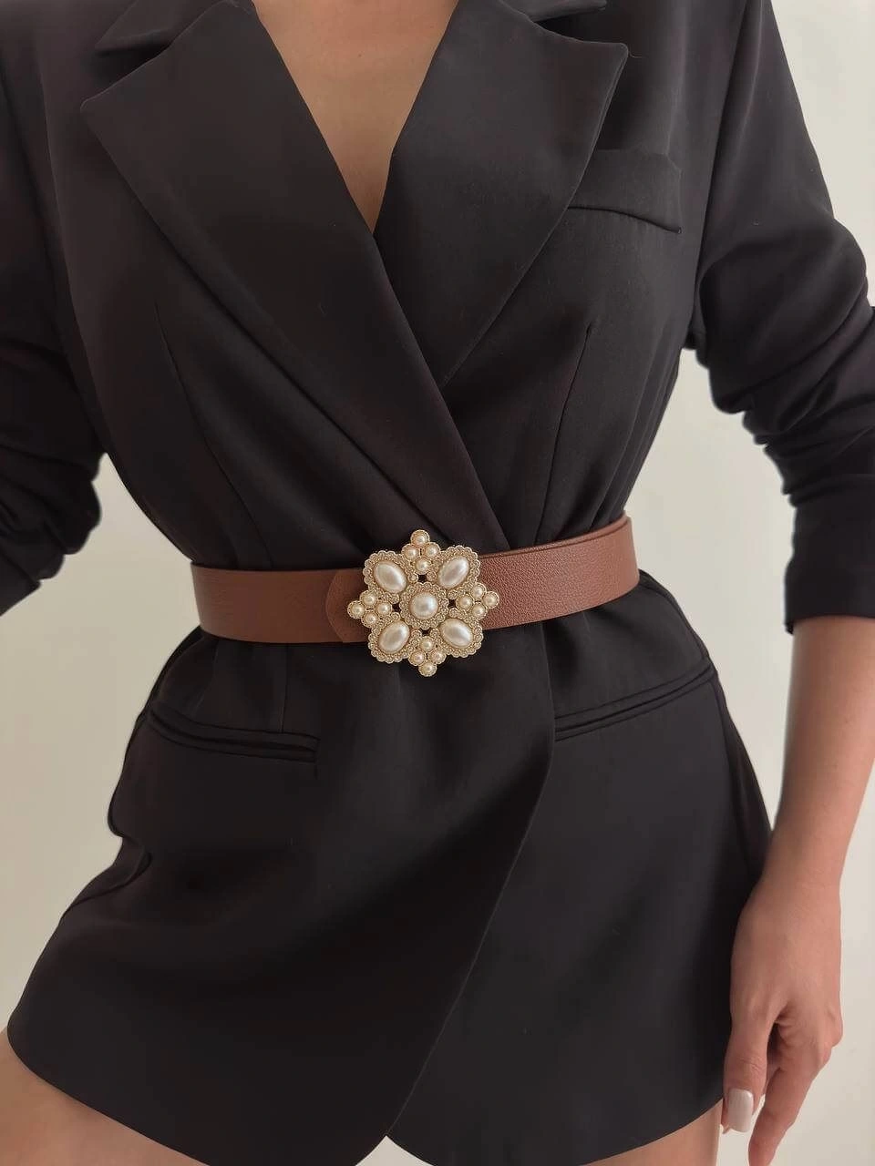 Pullaps İnci Tokalı Kemer