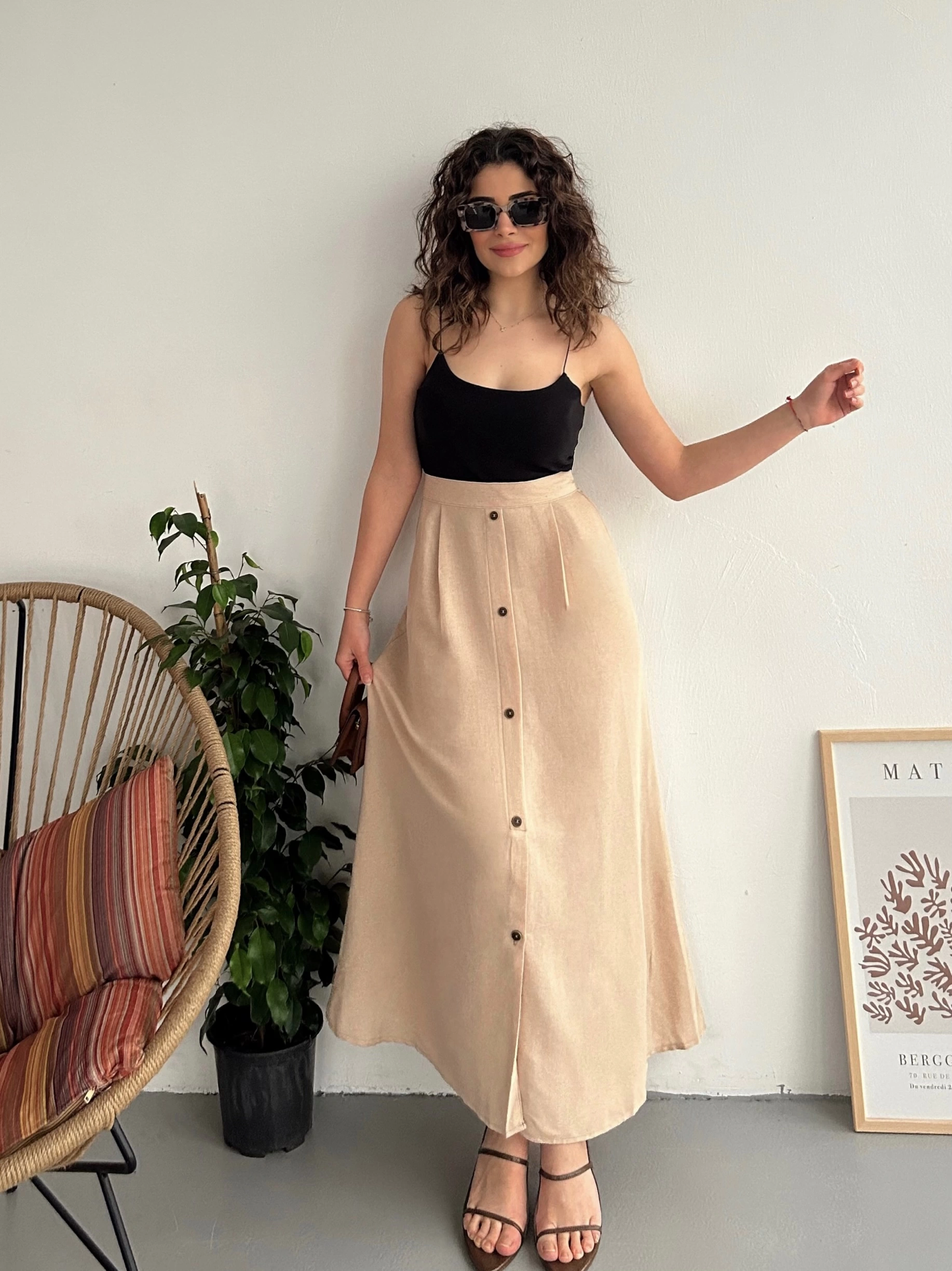 Pullaps Kadın Önü Düğmeli Etek