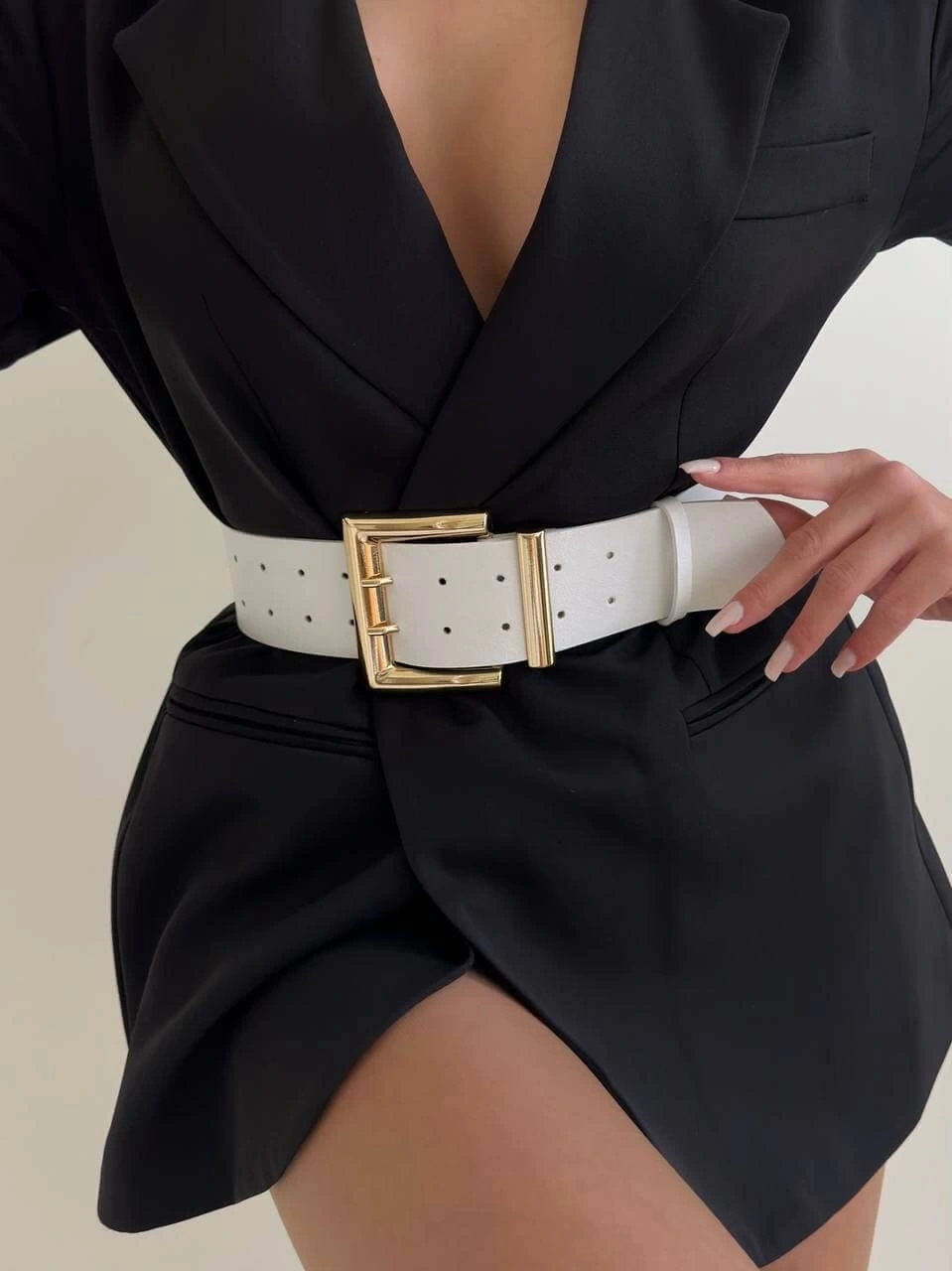 Pullaps Kalın Gold Toka Deri Kemer