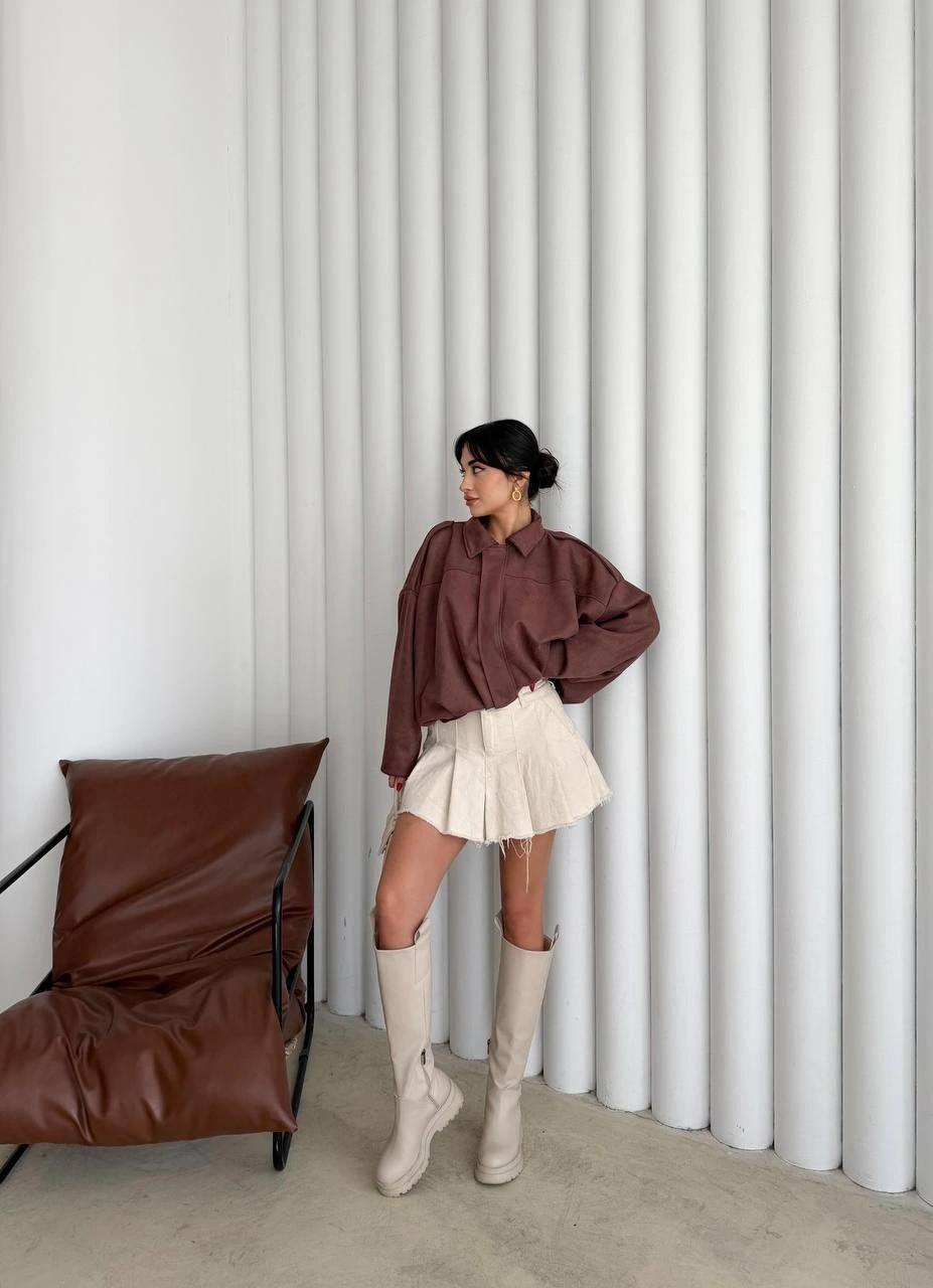 Pullaps Süet Bomber Ceket Kahve