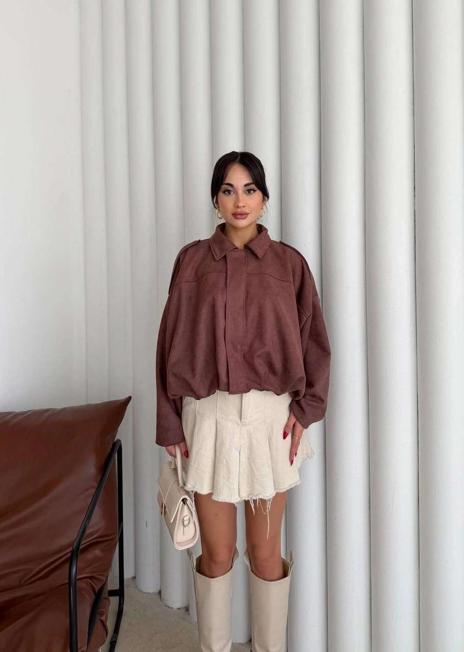 Pullaps Süet Bomber Ceket Kahve