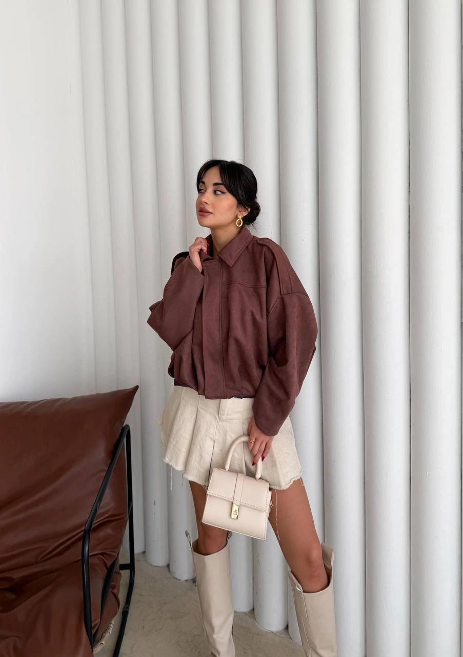 Pullaps Süet Bomber Ceket Kahve