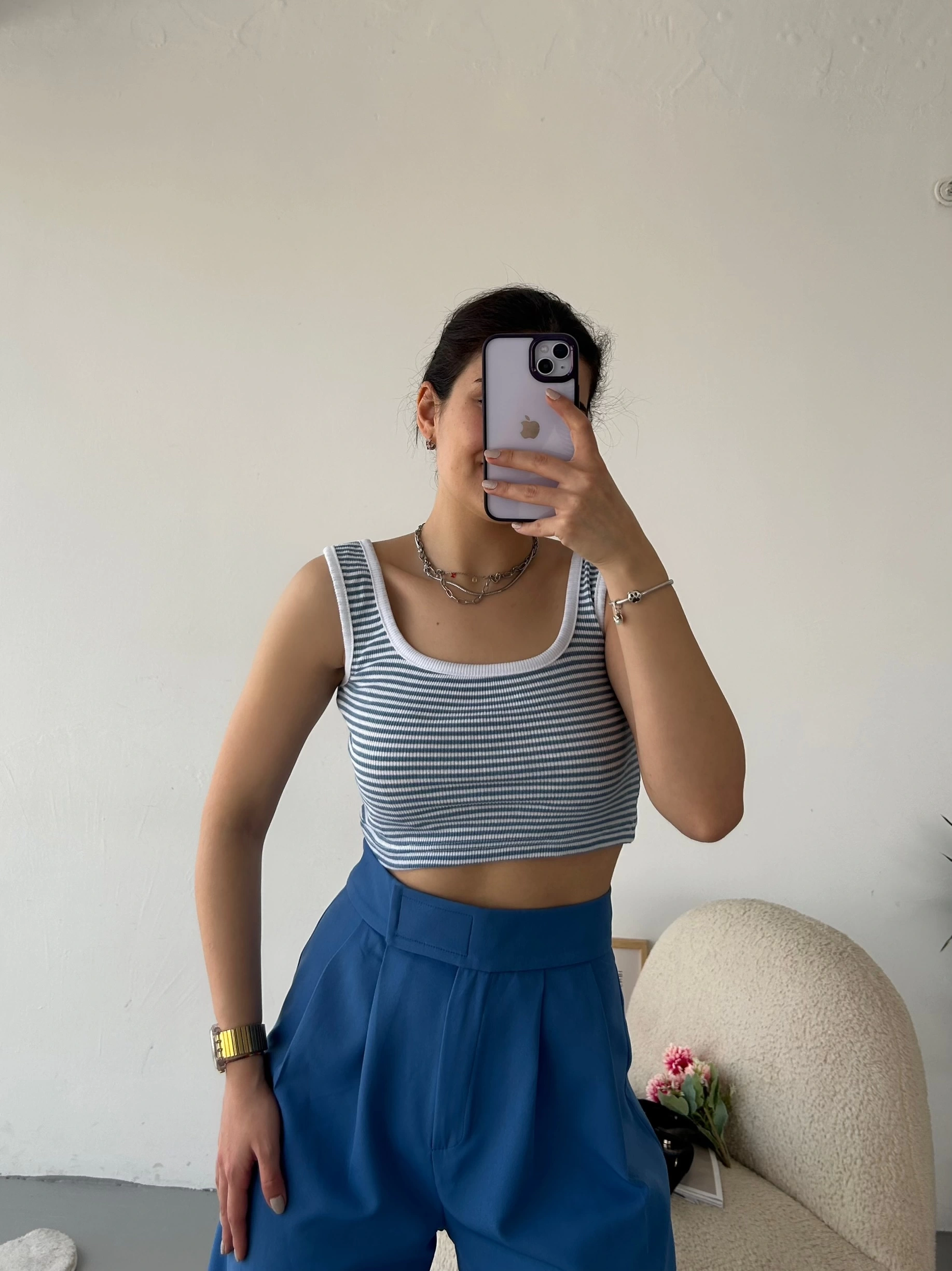 Pullaps Kaşkorse Çizgili Crop