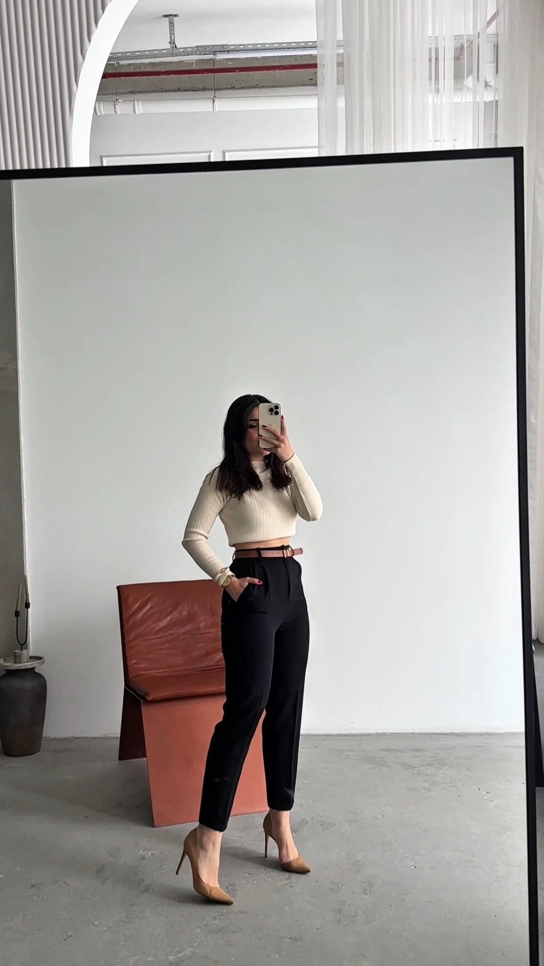 Pullaps Kemerli Yüksek Bel Likralı Pantolon