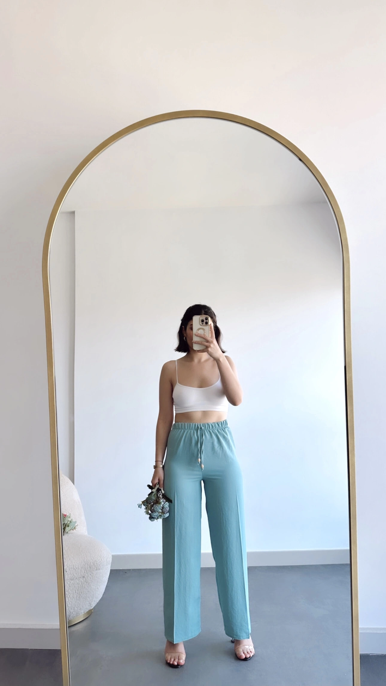 Pullaps Keten Aerobin Kumaş Palazzo Pantolon Mint