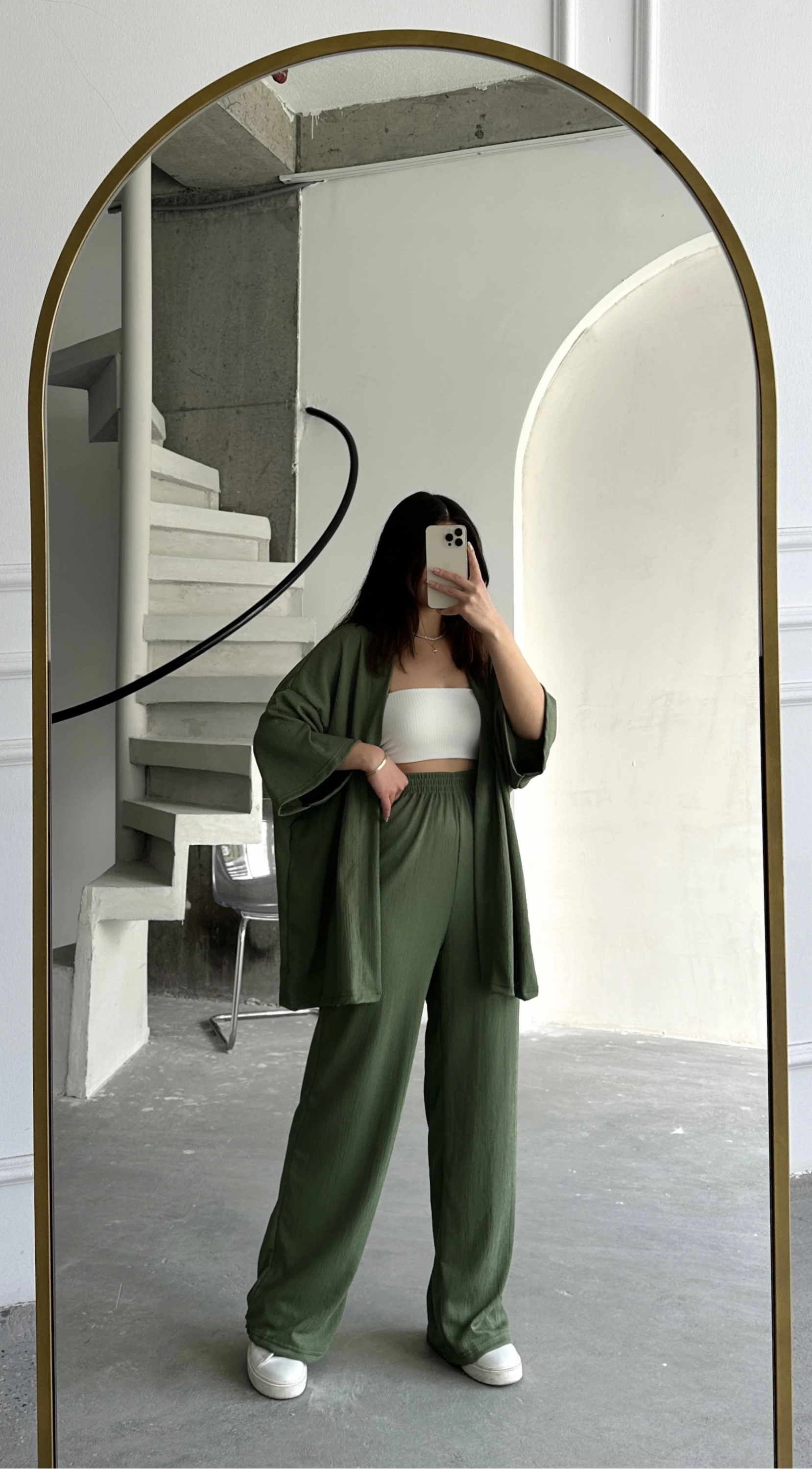 Pullaps Kimonolu Pantolonlu Gofre Takım Haki