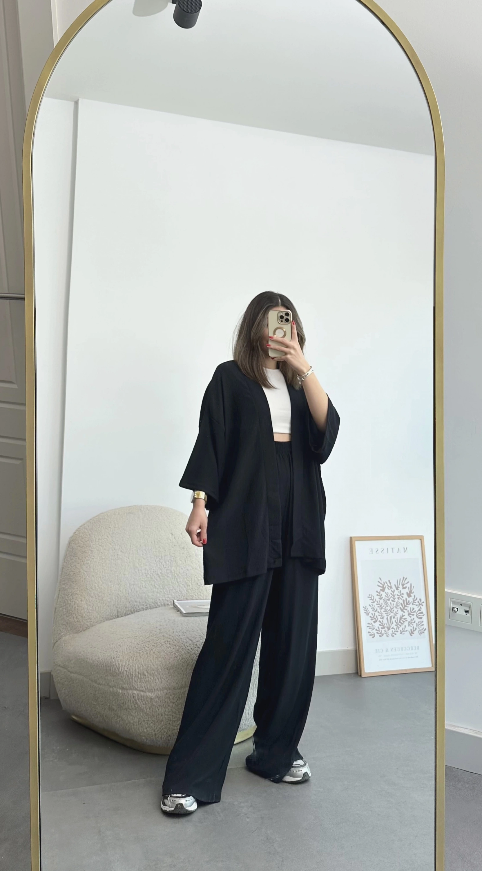 Pullaps Kimonolu Pantolonlu Gofre Takım Siyah