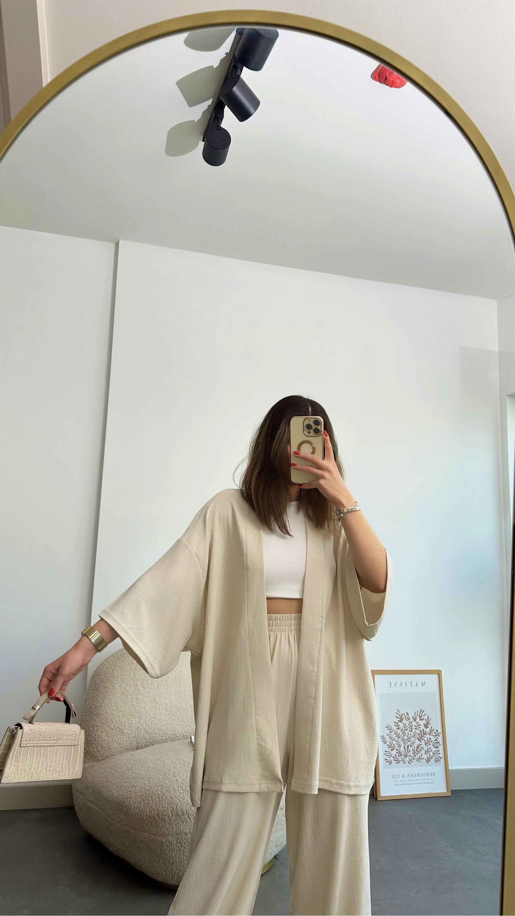 Pullaps Kimonolu Pantolonlu Gofre Takım Vizon