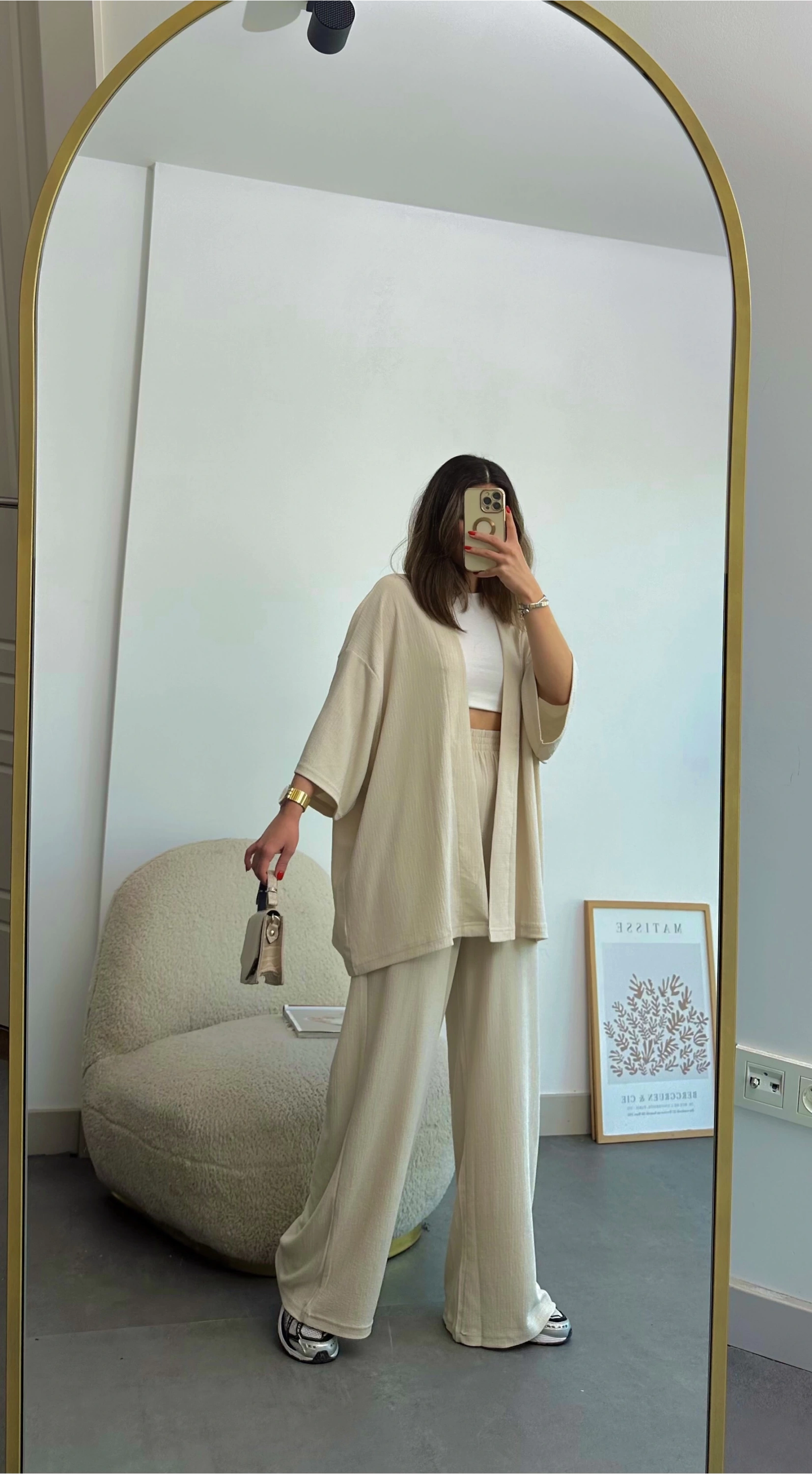 Pullaps Kimonolu Pantolonlu Gofre Takım Vizon