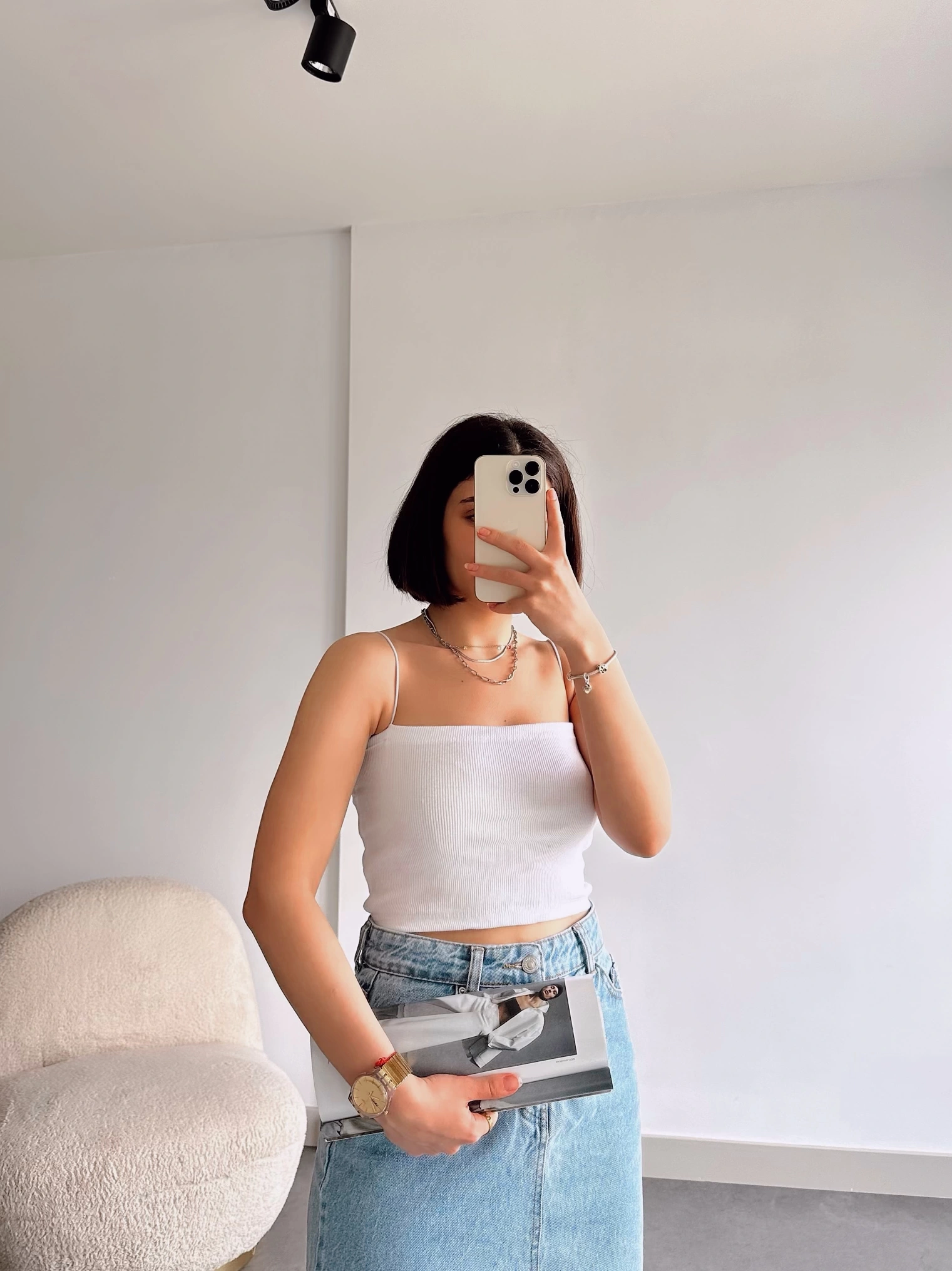 Pullaps Lastik İpli Crop Beyaz