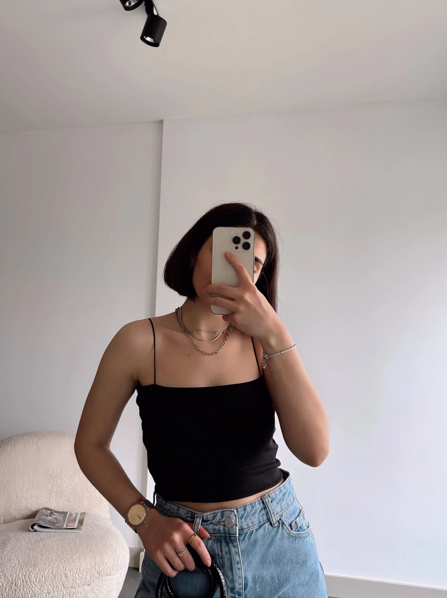 Pullaps Lastik İpli Crop Siyah