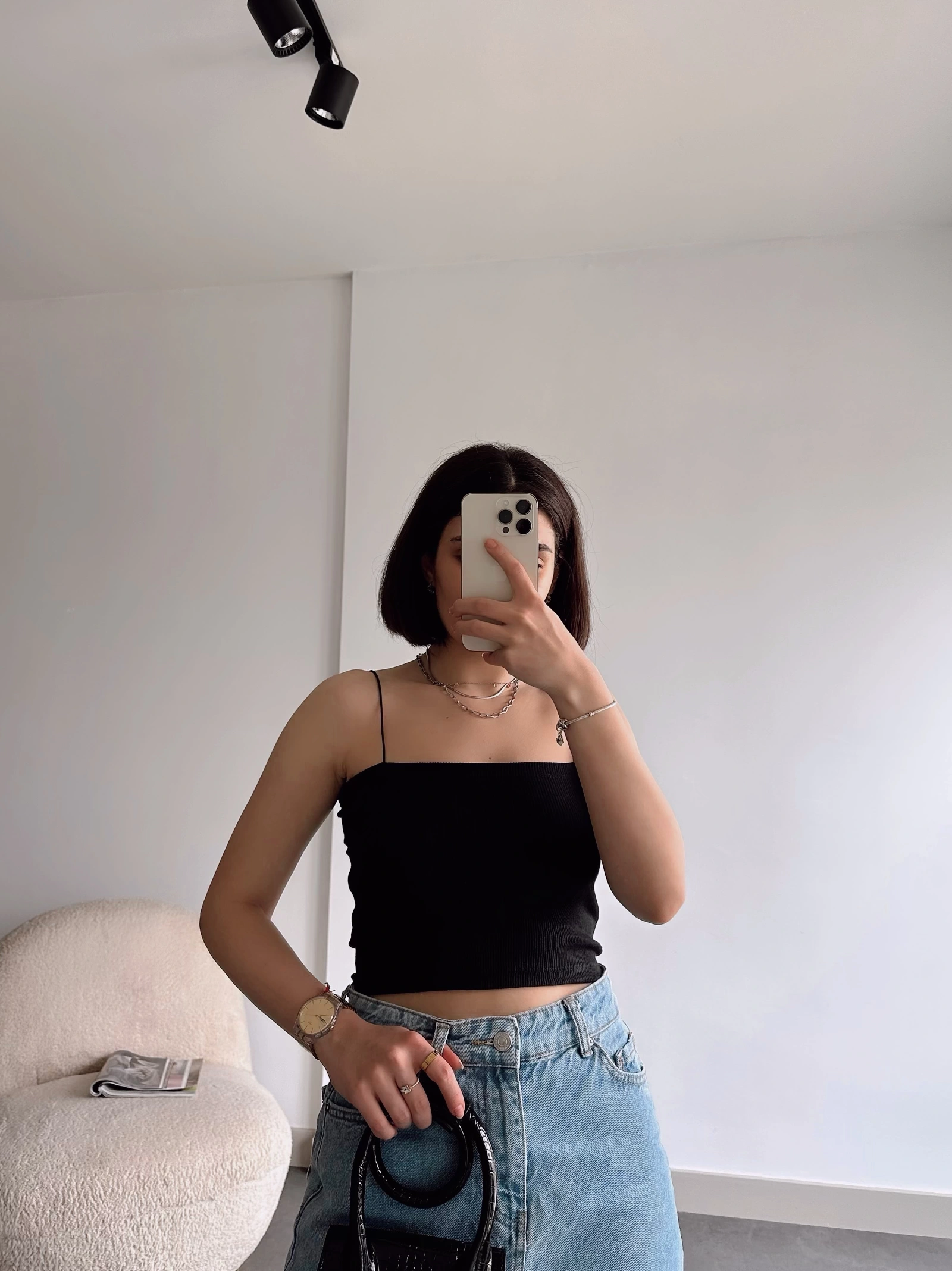 Pullaps Lastik İpli Crop Siyah