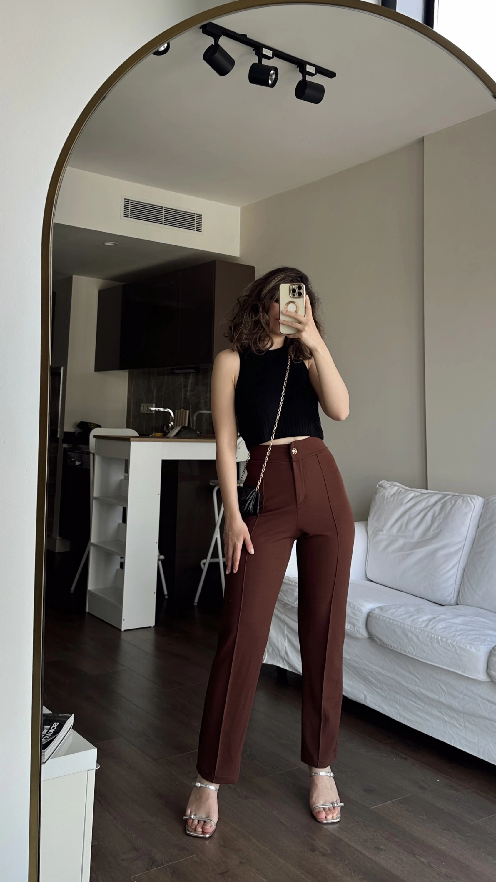 Pullaps Likralı Çımalı Palazzo Pantolon Kahve